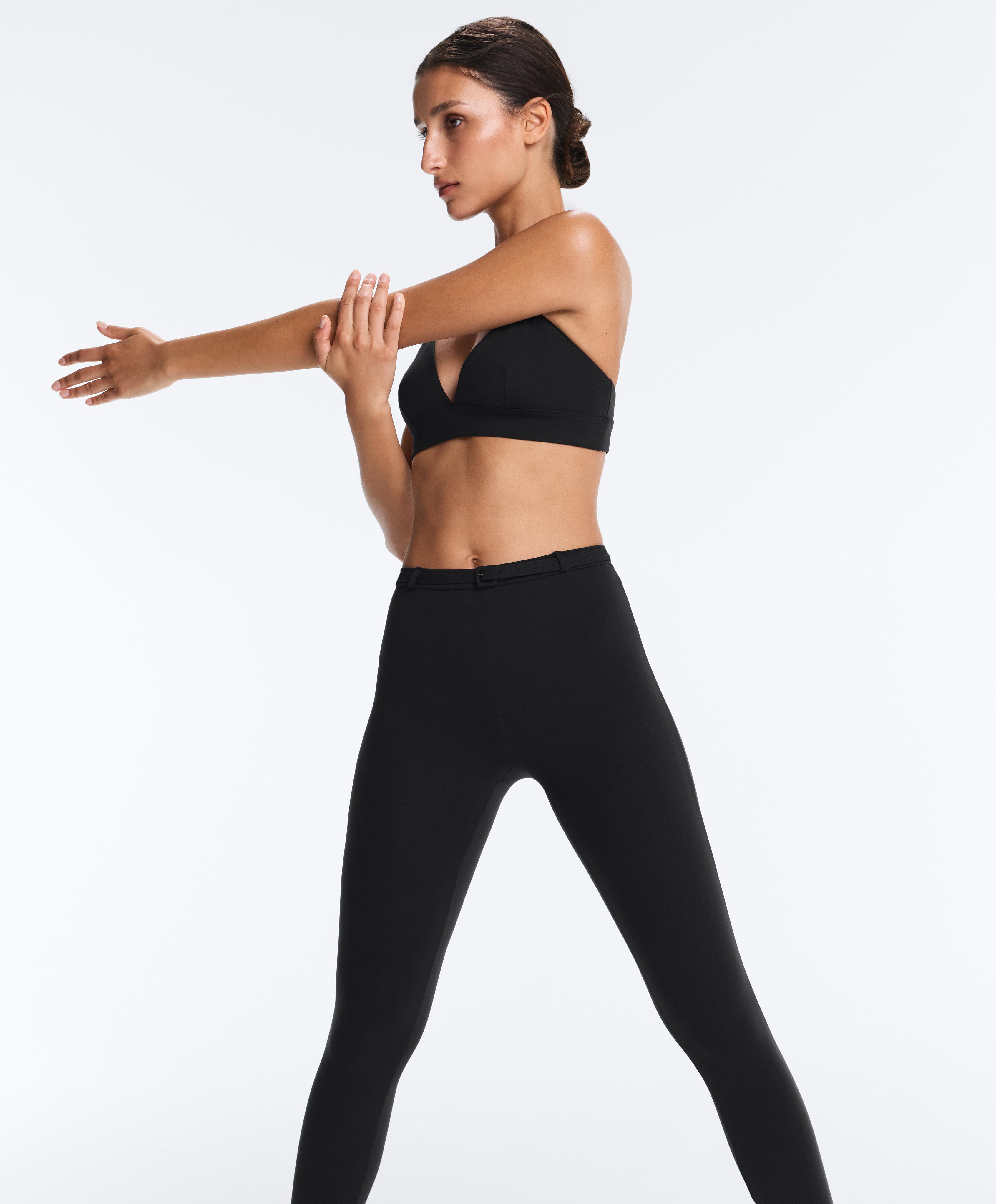 Comfortlux high-rise 65cm ankle-length leggings with belt — BLACK