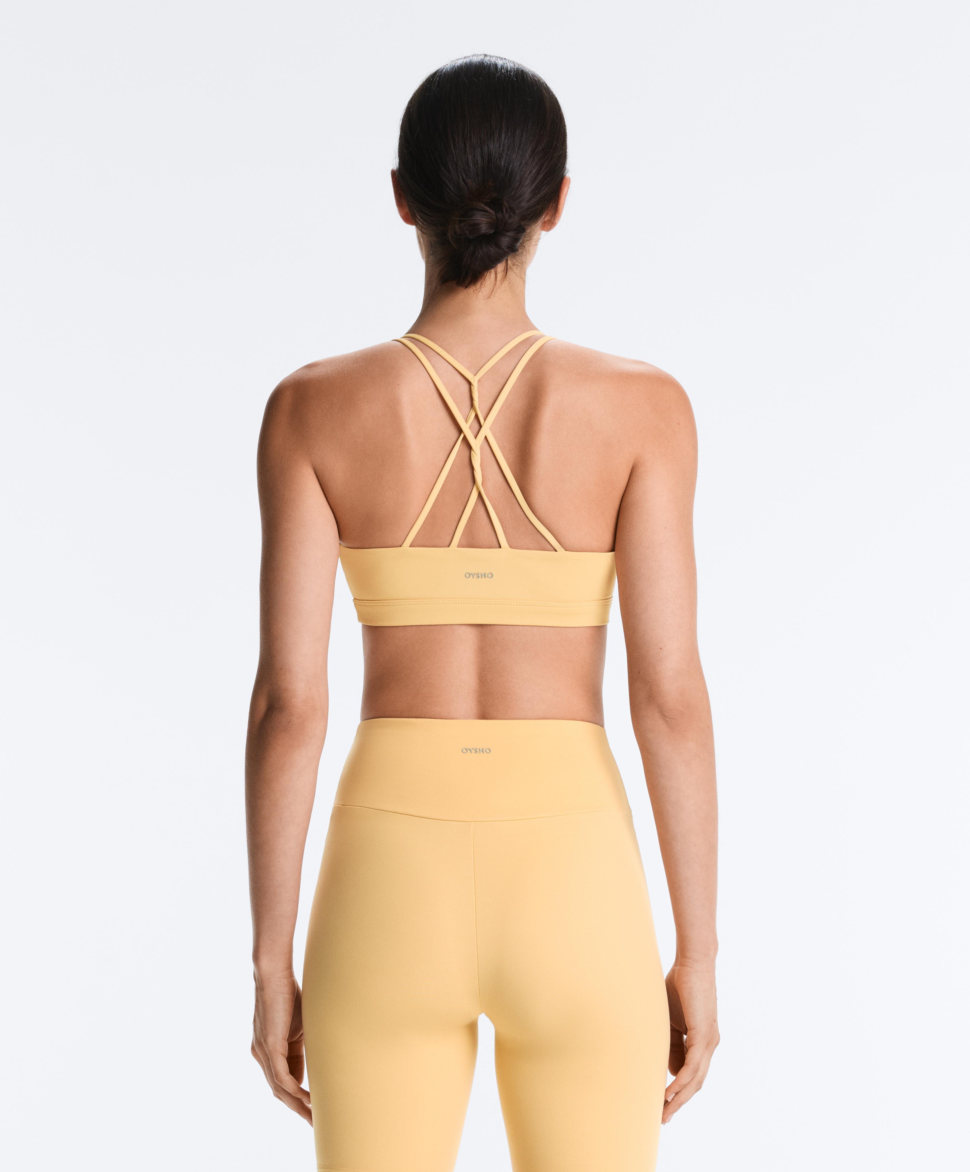 Comfortlux low-support crossover strap sports bra — BURNT YELLOW