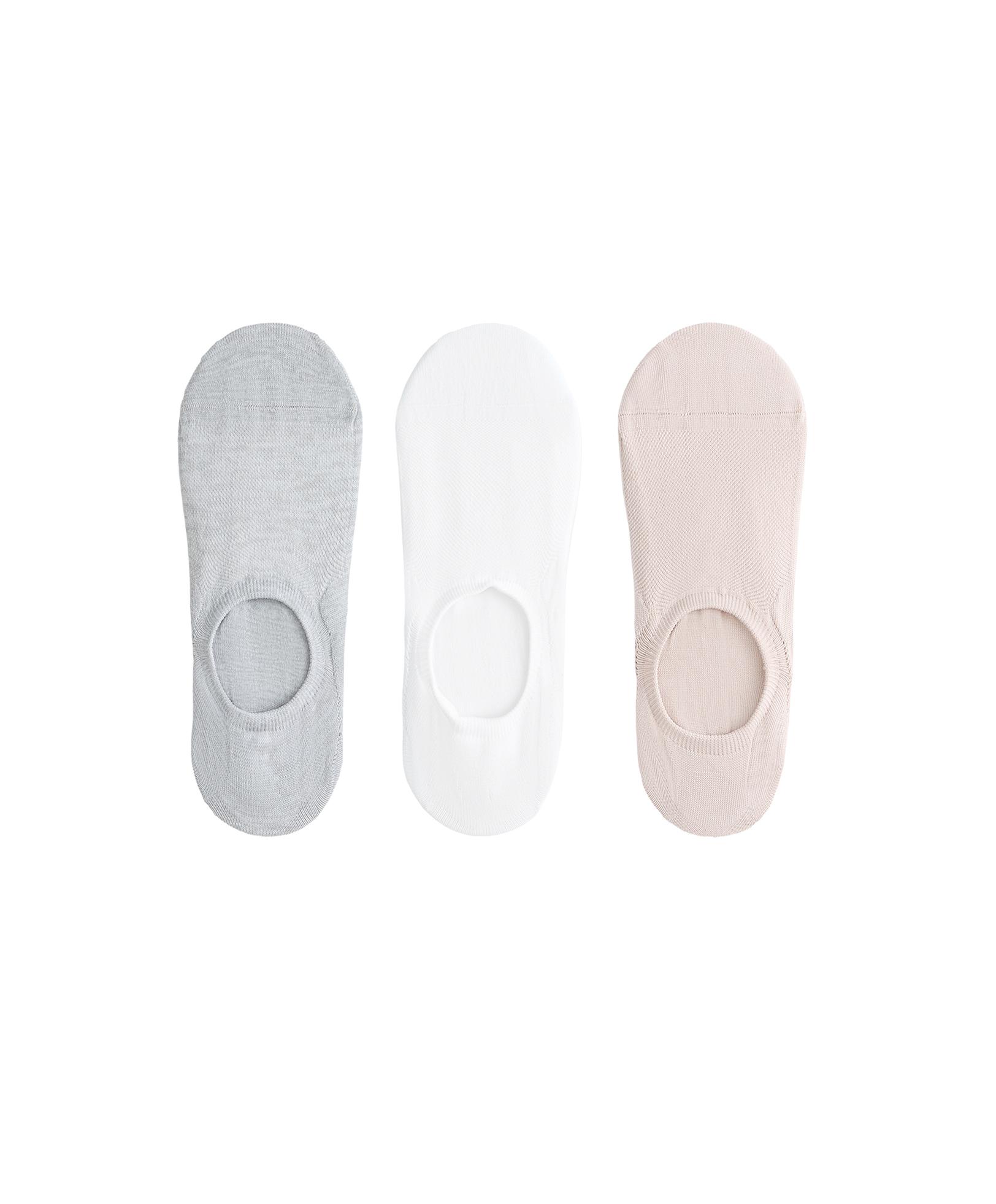 3 pairs of high-cut invisible polyamide blend sports socks — GREY