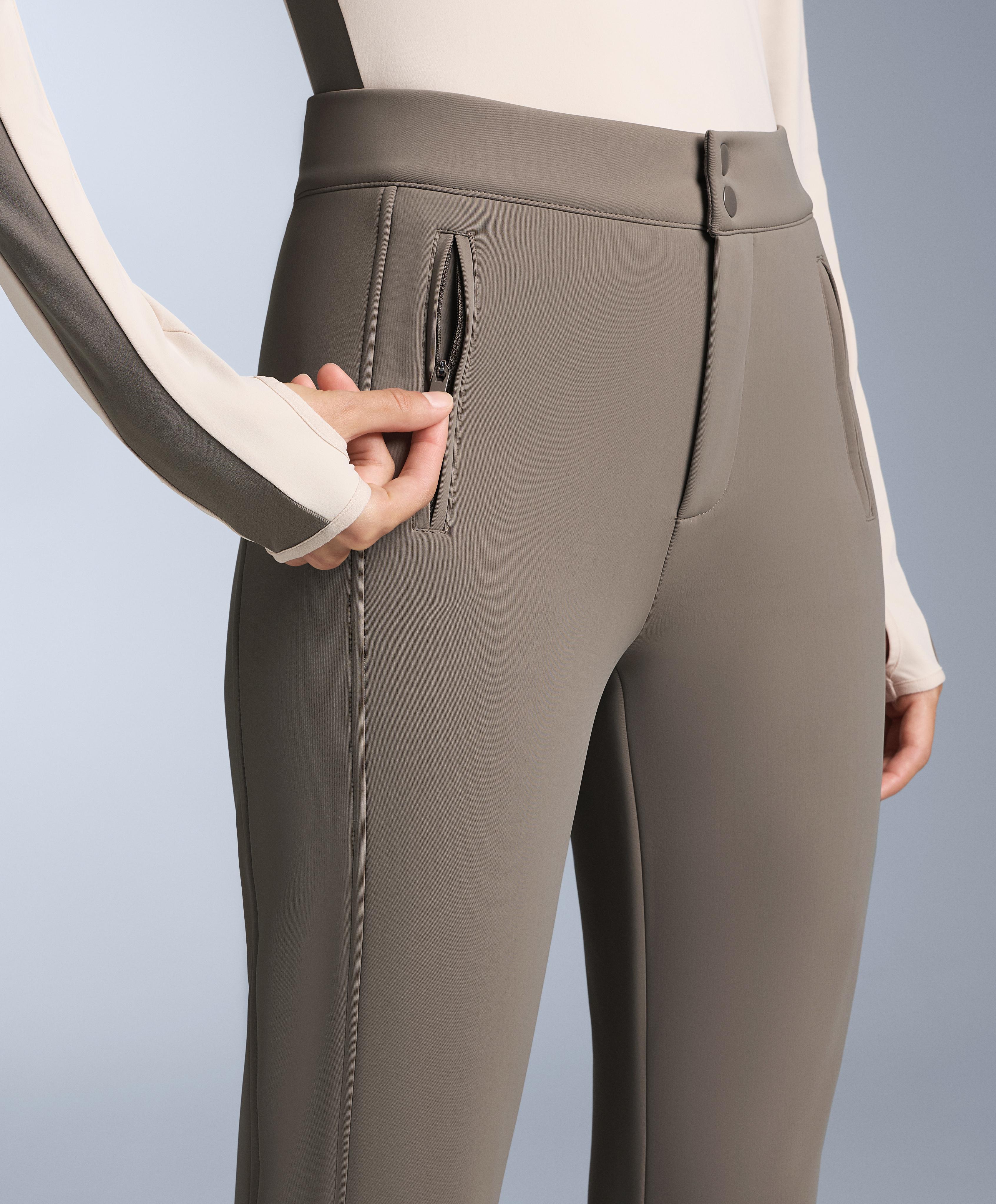 Water-resistant flare stretch SKI trousers — DARK TAUPE