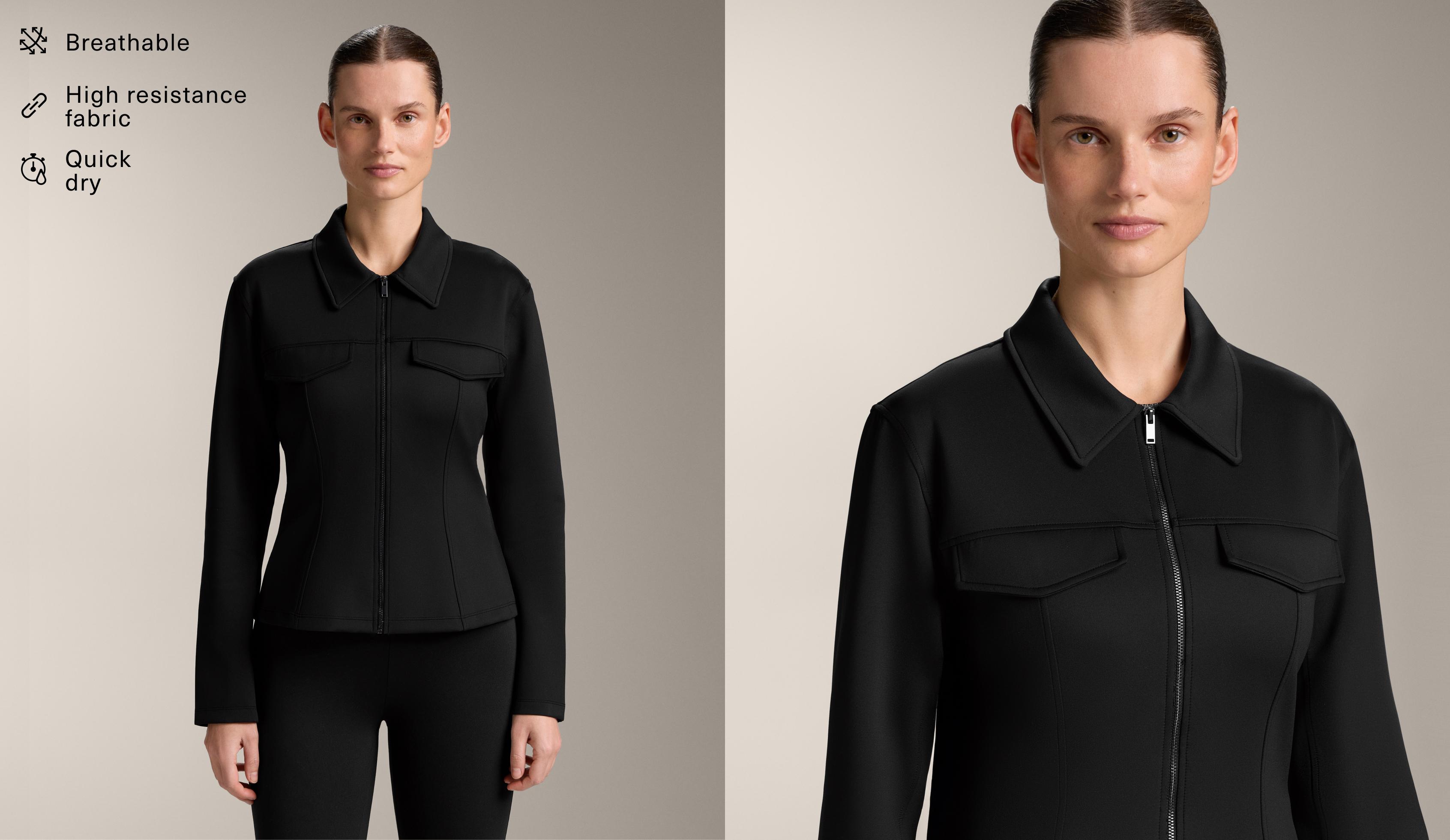 Neoprene-effect ribbed jacket