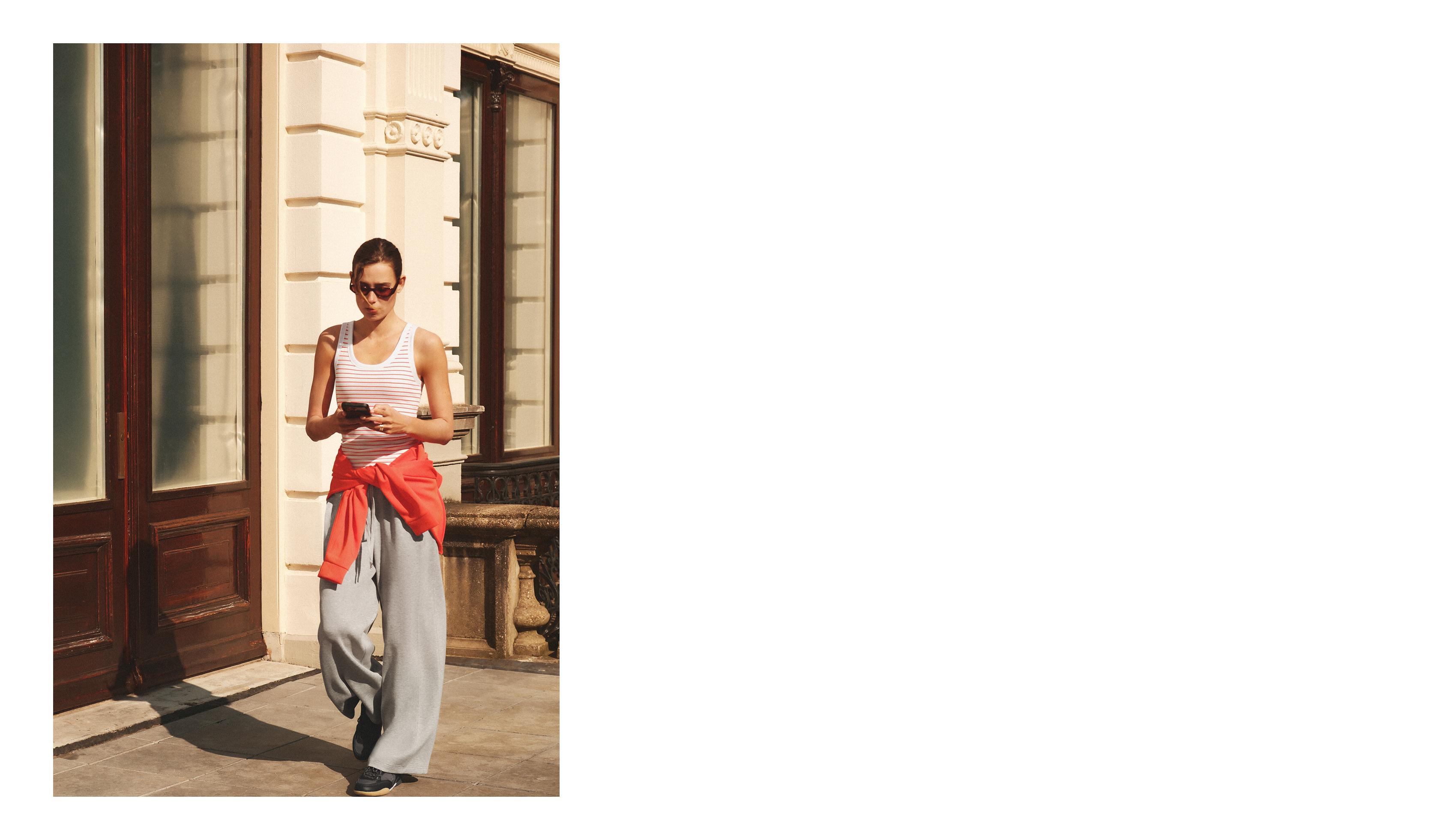 Melange piqué straight-leg trousers Melange piqué straight-leg trousers