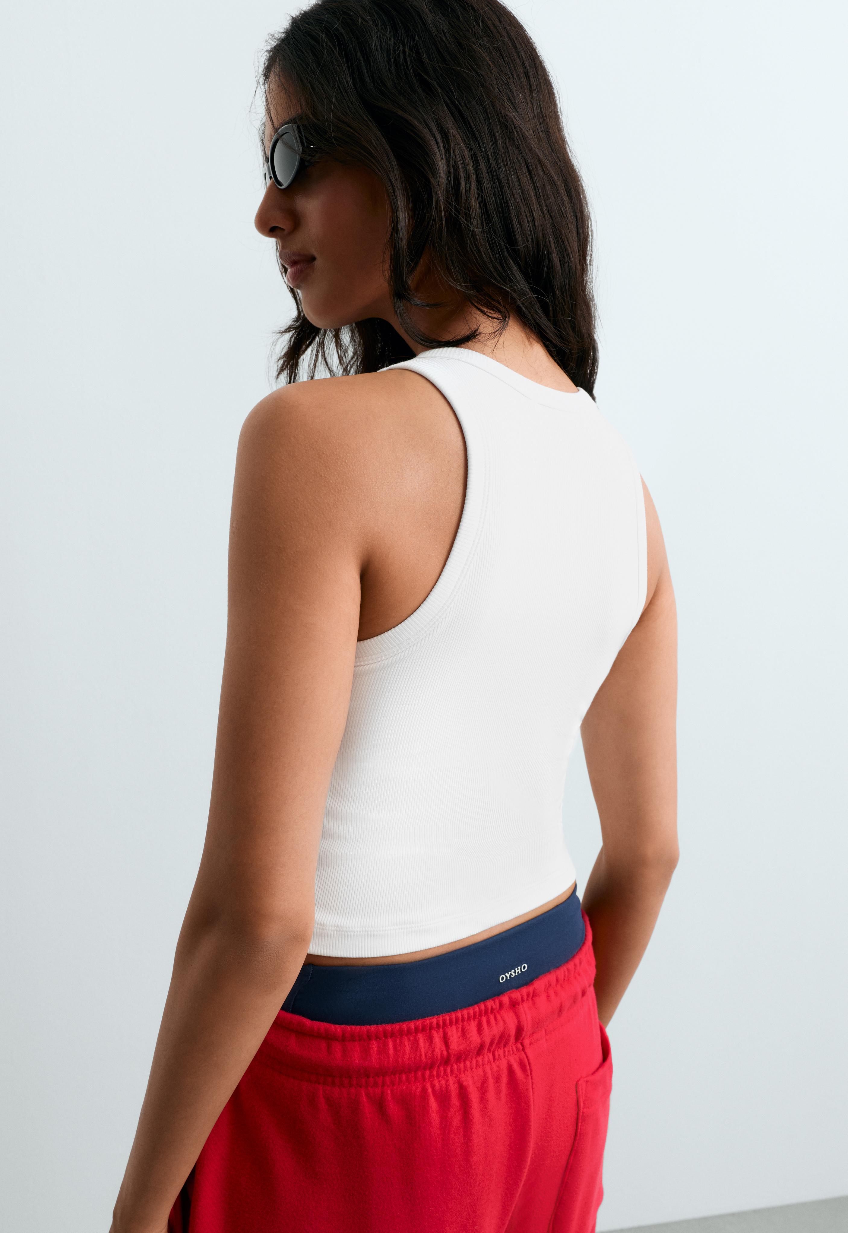 Rib modal blend long tank top — WHITE 