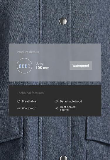 Straight 10k waterproof denim-effect jacket — DARK DENIM 2