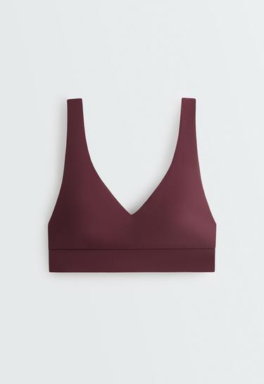 Comfortlux sports bra, medium support, V-neck — BURGUNDY 7