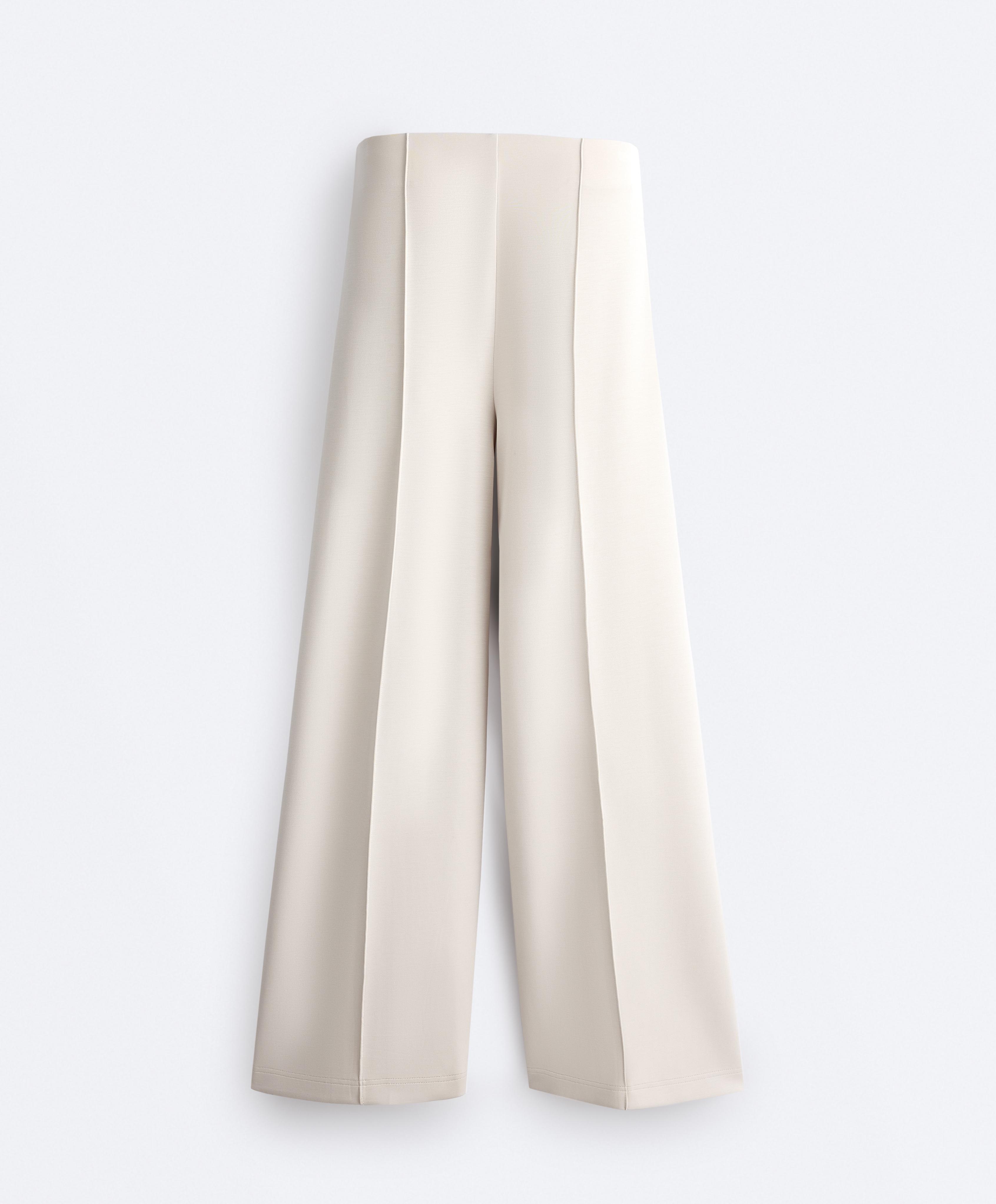 Straight-leg trousers with modal and crease — PALE MINK