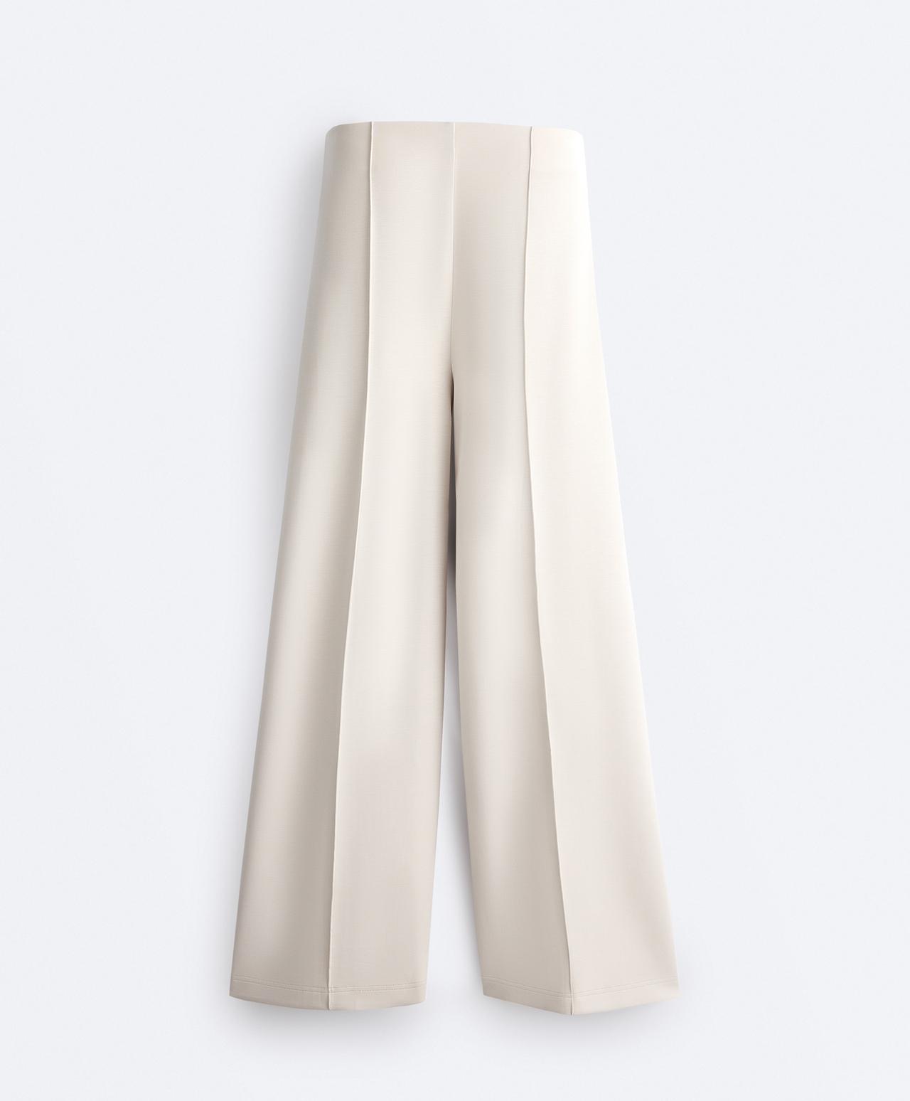 Straight-leg trousers with modal and crease — PALE MINK