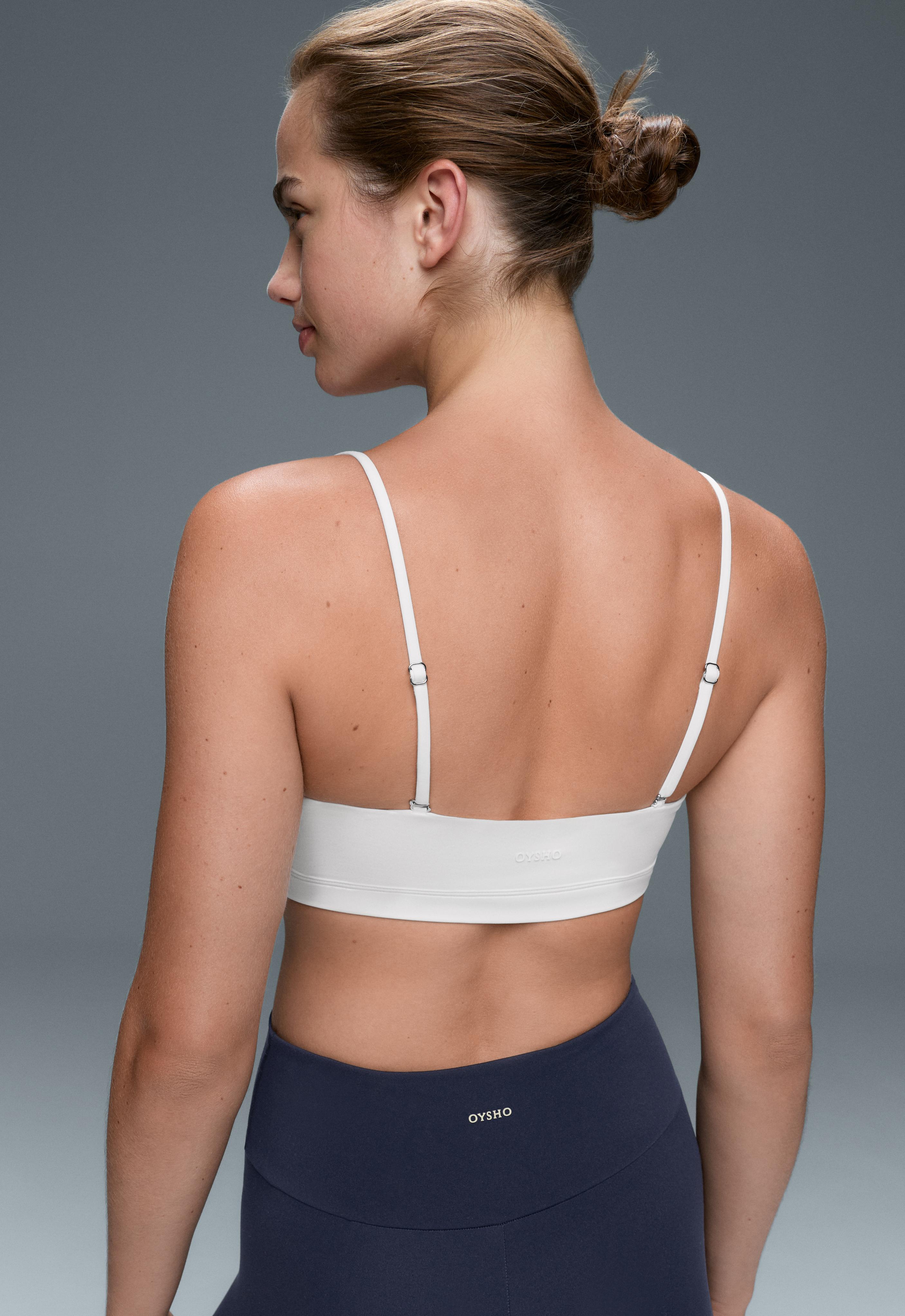 Low-support Comfortlux sports bra with crossover straps — WHITE