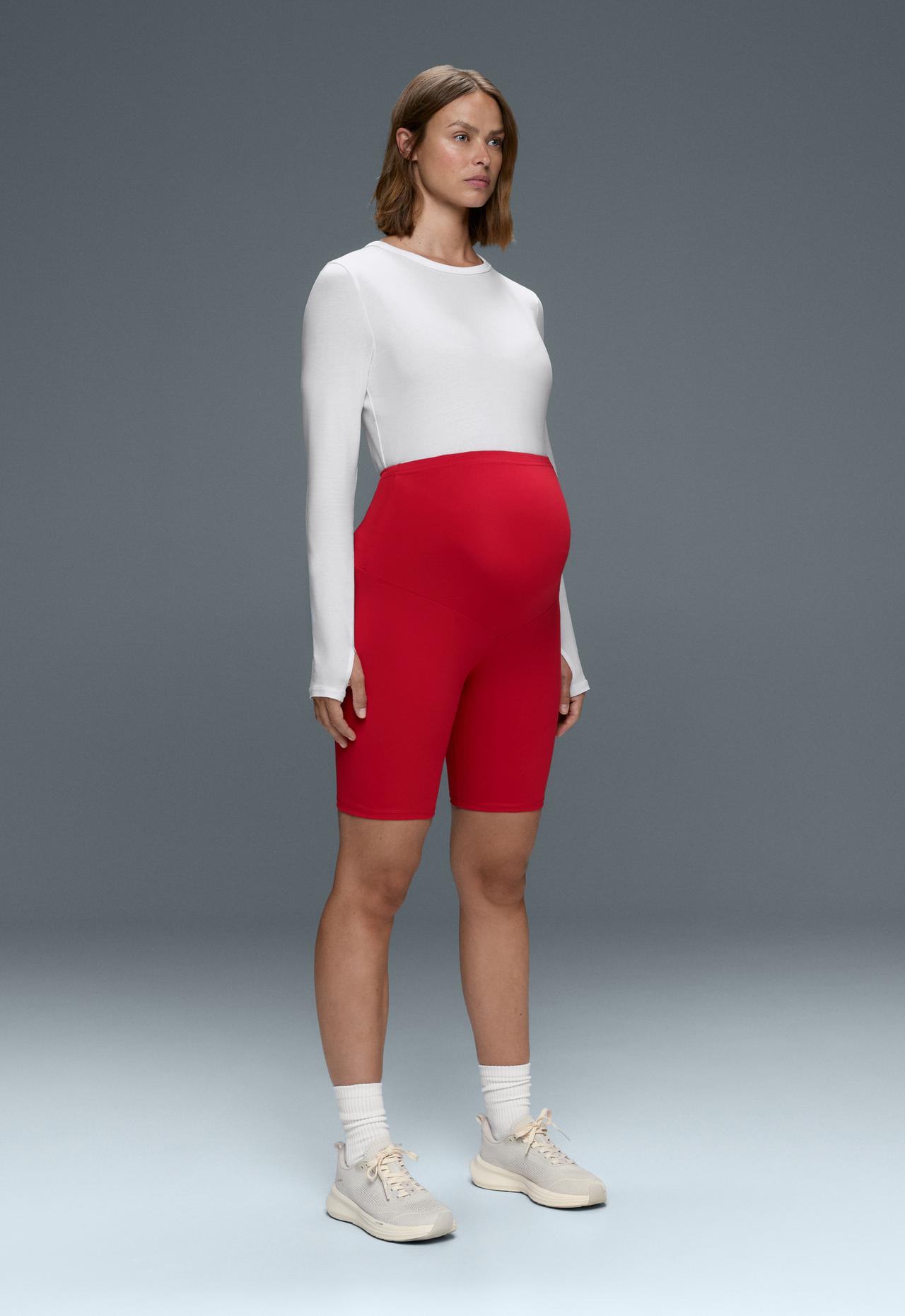 Maternity Comfortlux 20cm biker leggings — STRONG RED
