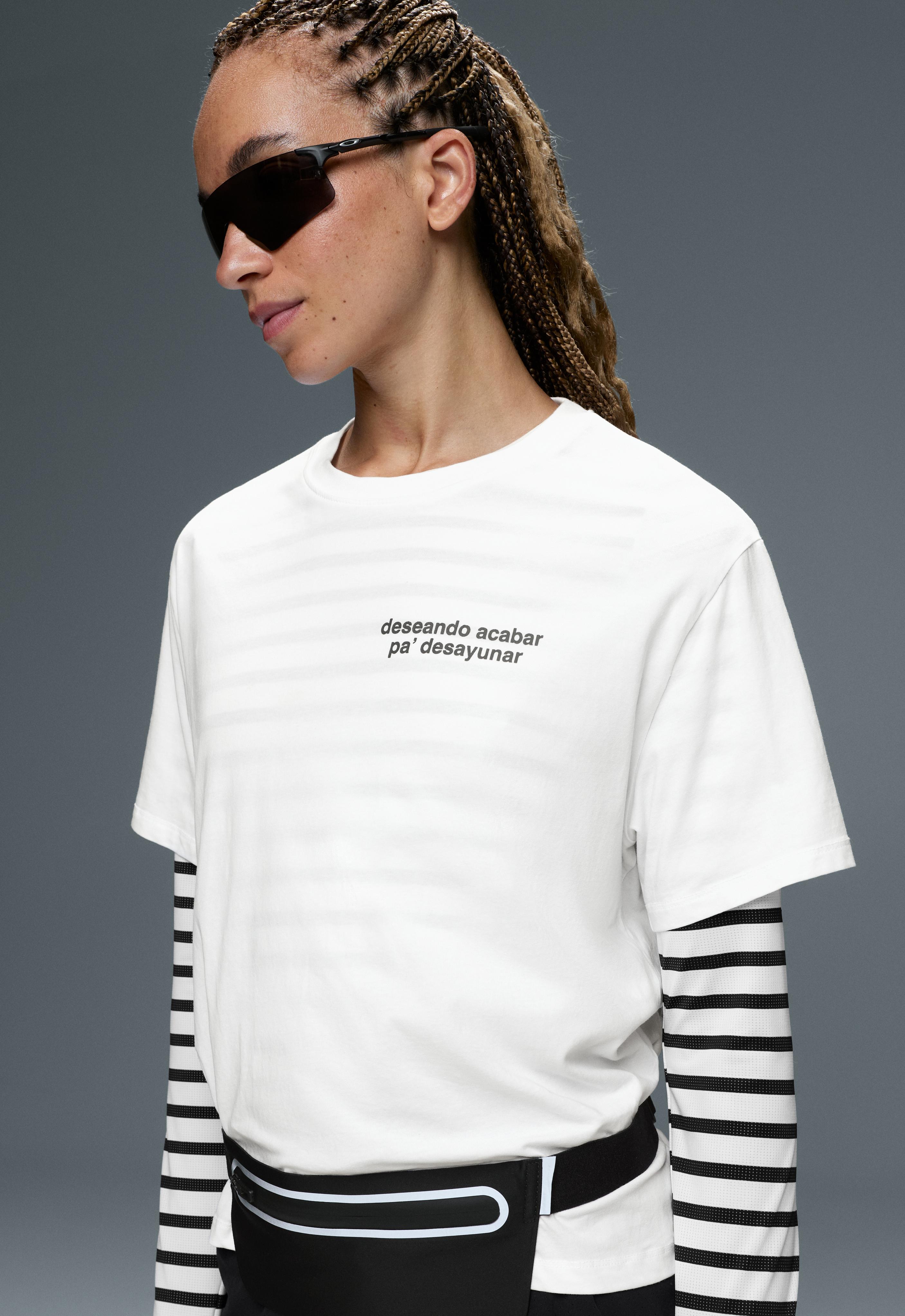 Boxy cotton blend T-shirt with slogan — WHITE 