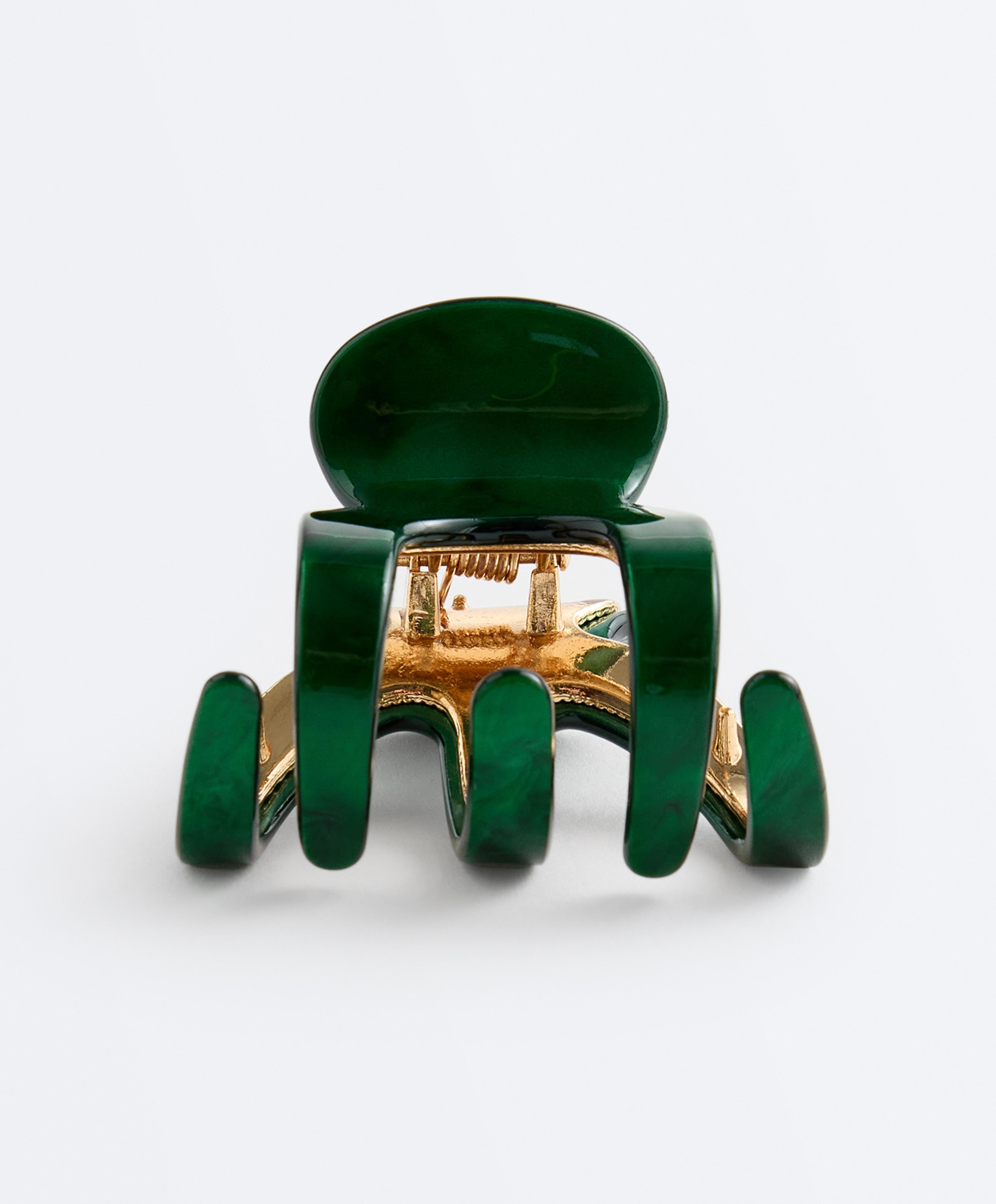 Medium metallic hair clip — DARK EMERALD
