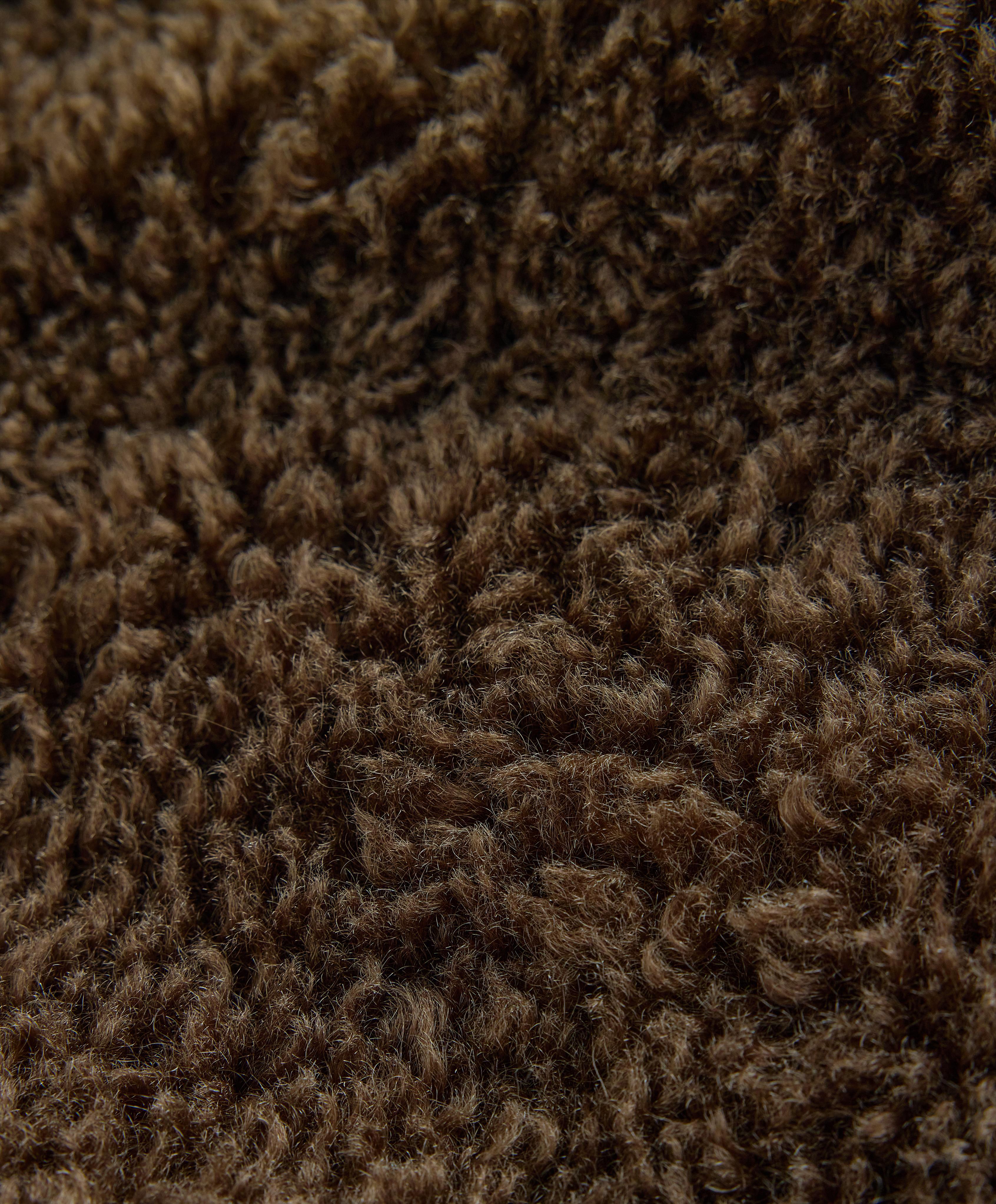 Textured faux-shearling jacket — TOBACCO BROWN