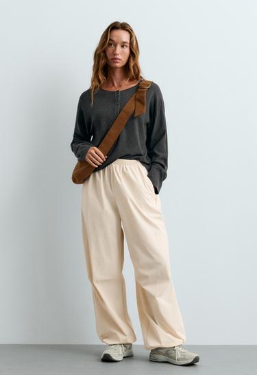 Long-sleeve waffle knit jumper — DARK ANTHRACITE 1