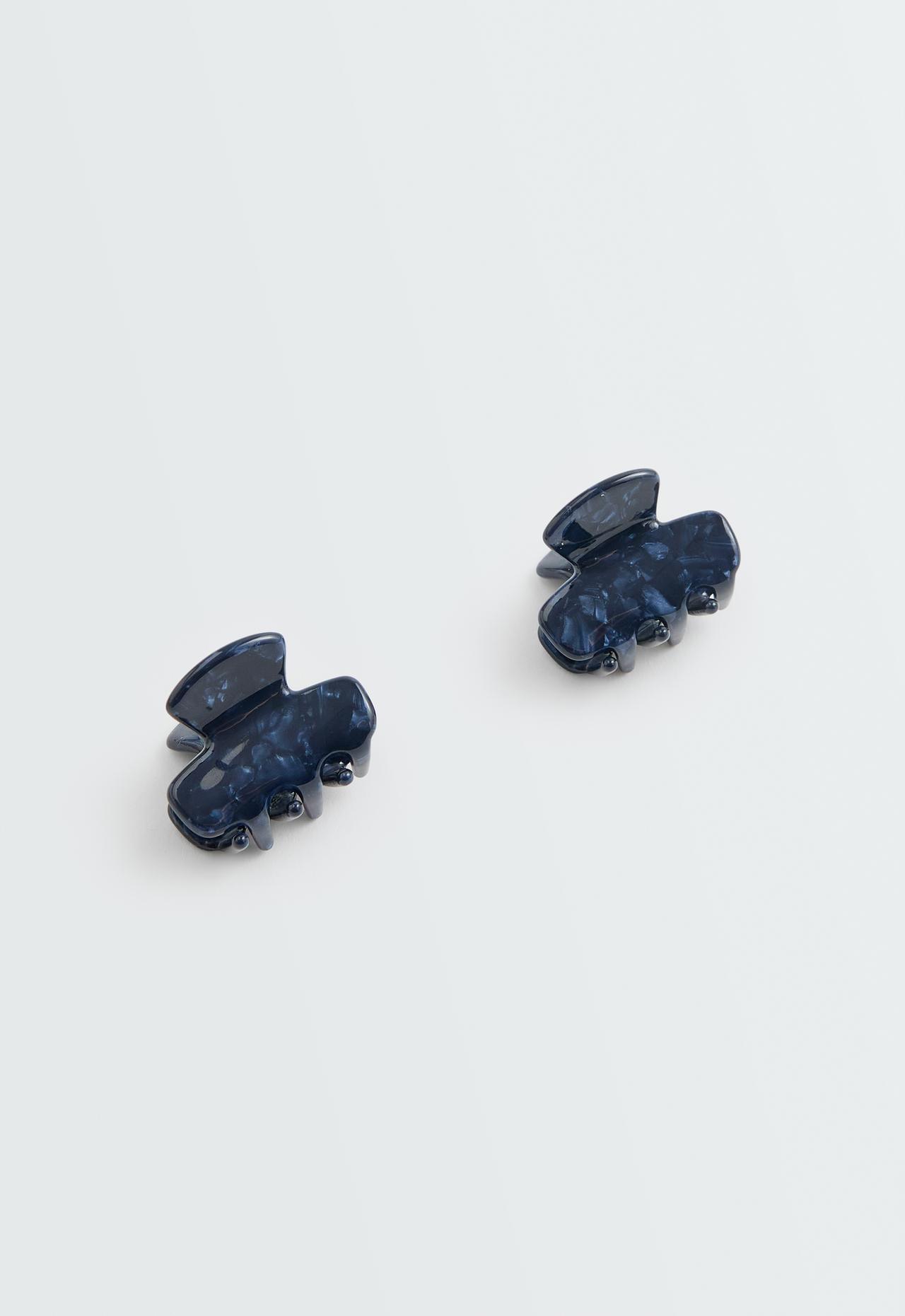 2 mini marble-effect hair clips — MIDNIGHT BLUE