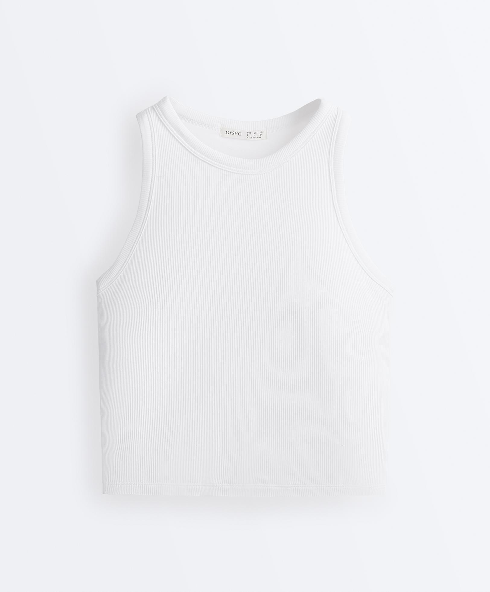 Rib modal blend long tank top — WHITE