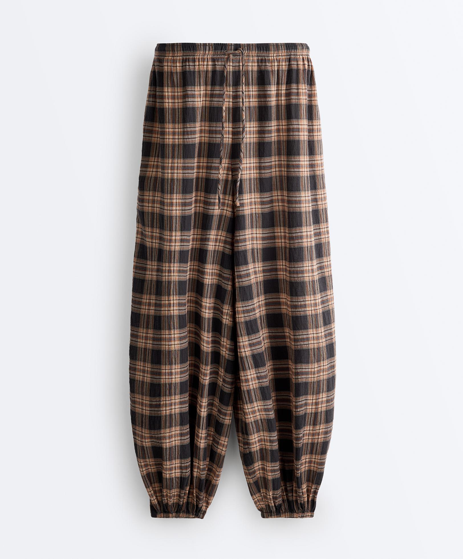 Check cotton-blend bloomer trousers — WASHED BLACK