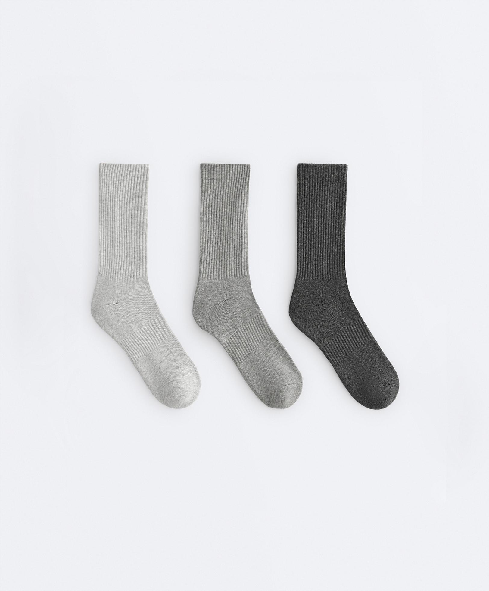 3 pairs of cotton blend classic sports socks — PALE GREY MELANGE