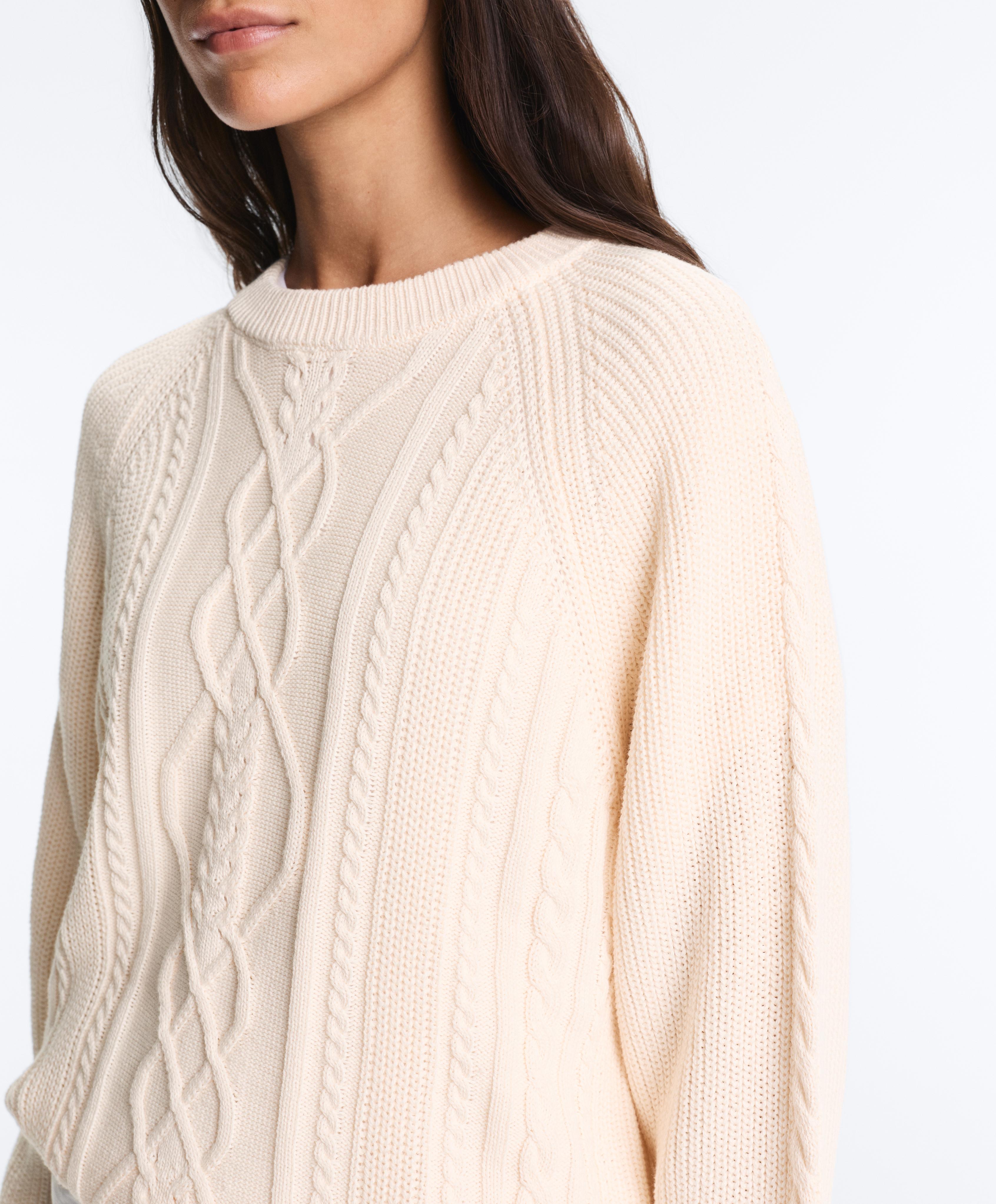 100% cotton cable knit jumper — ECRU