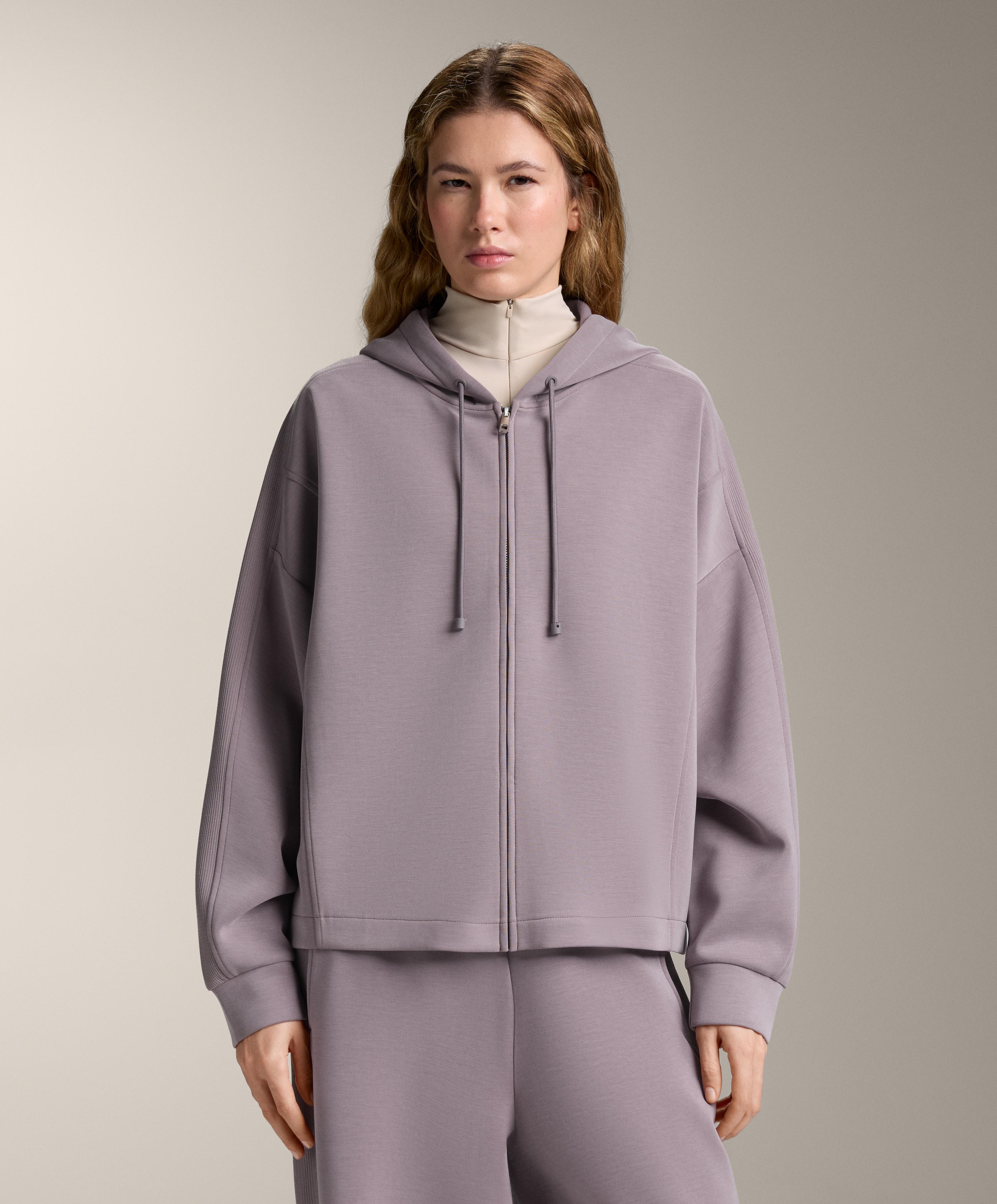 Brushed modal hooded jacket with rib details