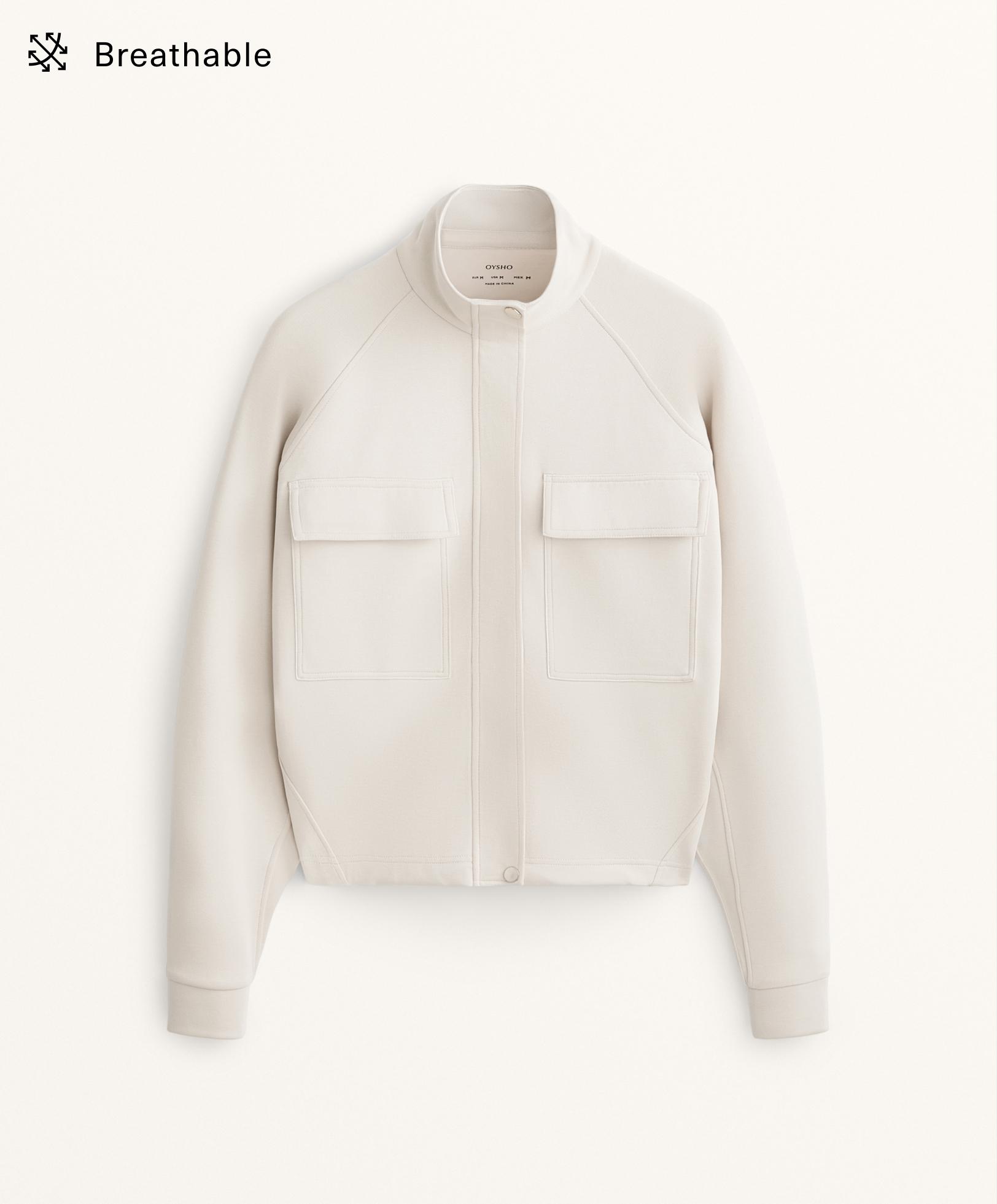 Piqué pockets jacket with cotton