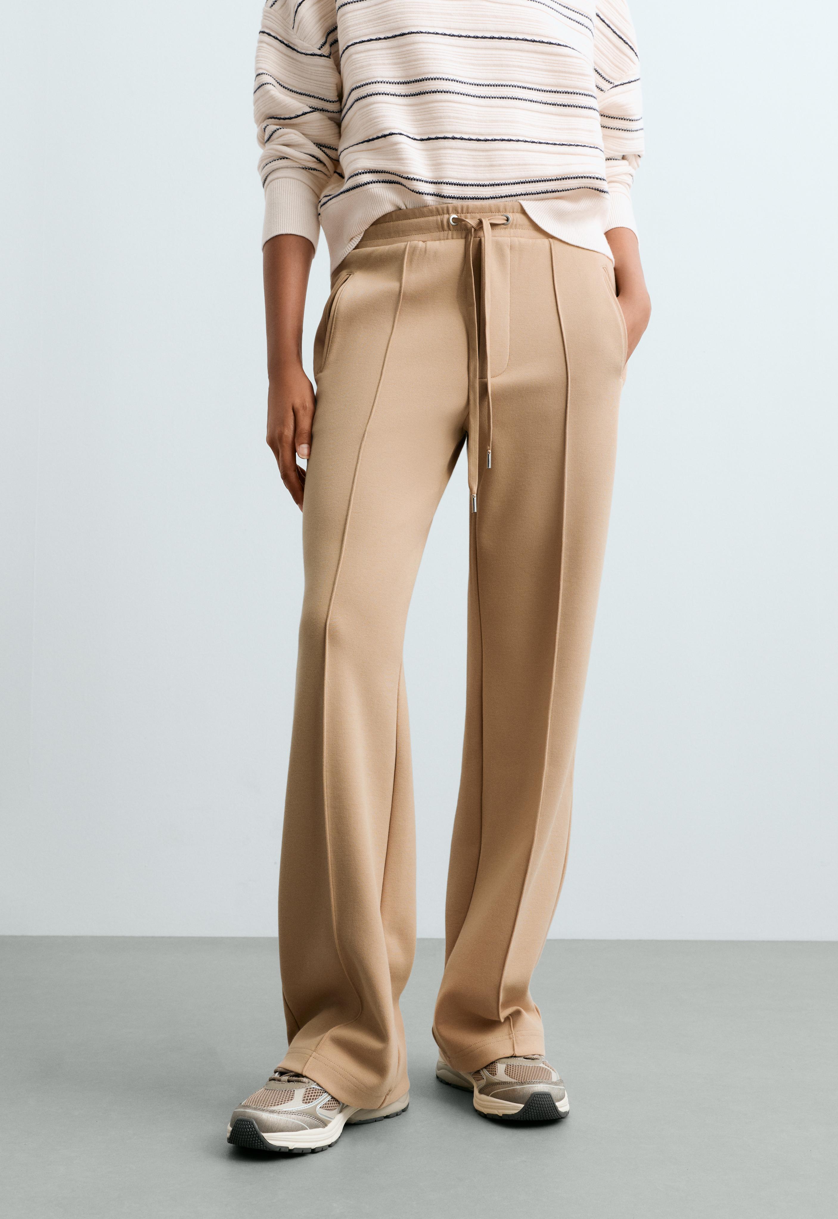 Cotton piqué straight-leg trousers