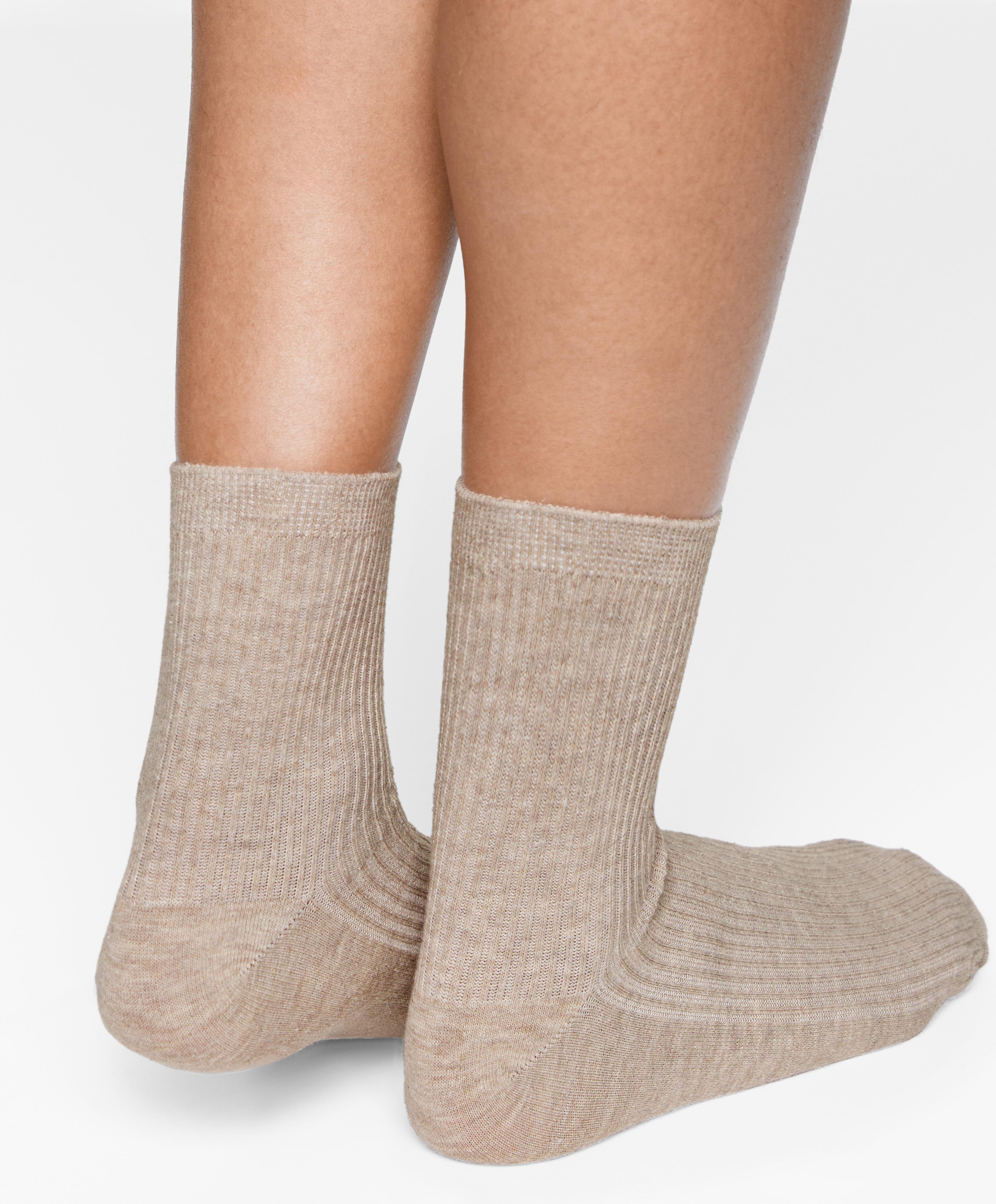 5 pairs of quarter cotton socks — SAND MELANGE