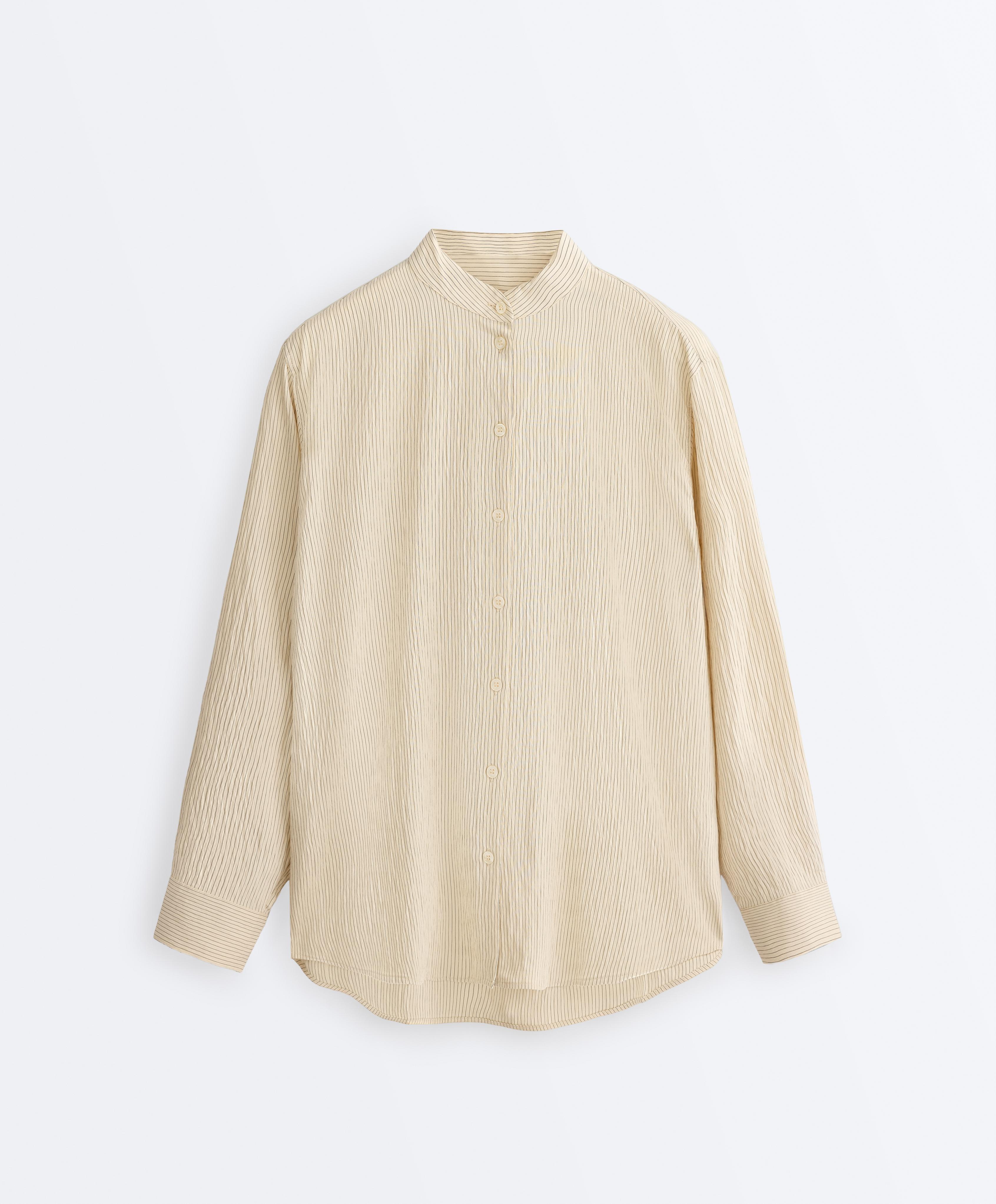 Camisa cuello mao mezcla modal rayas