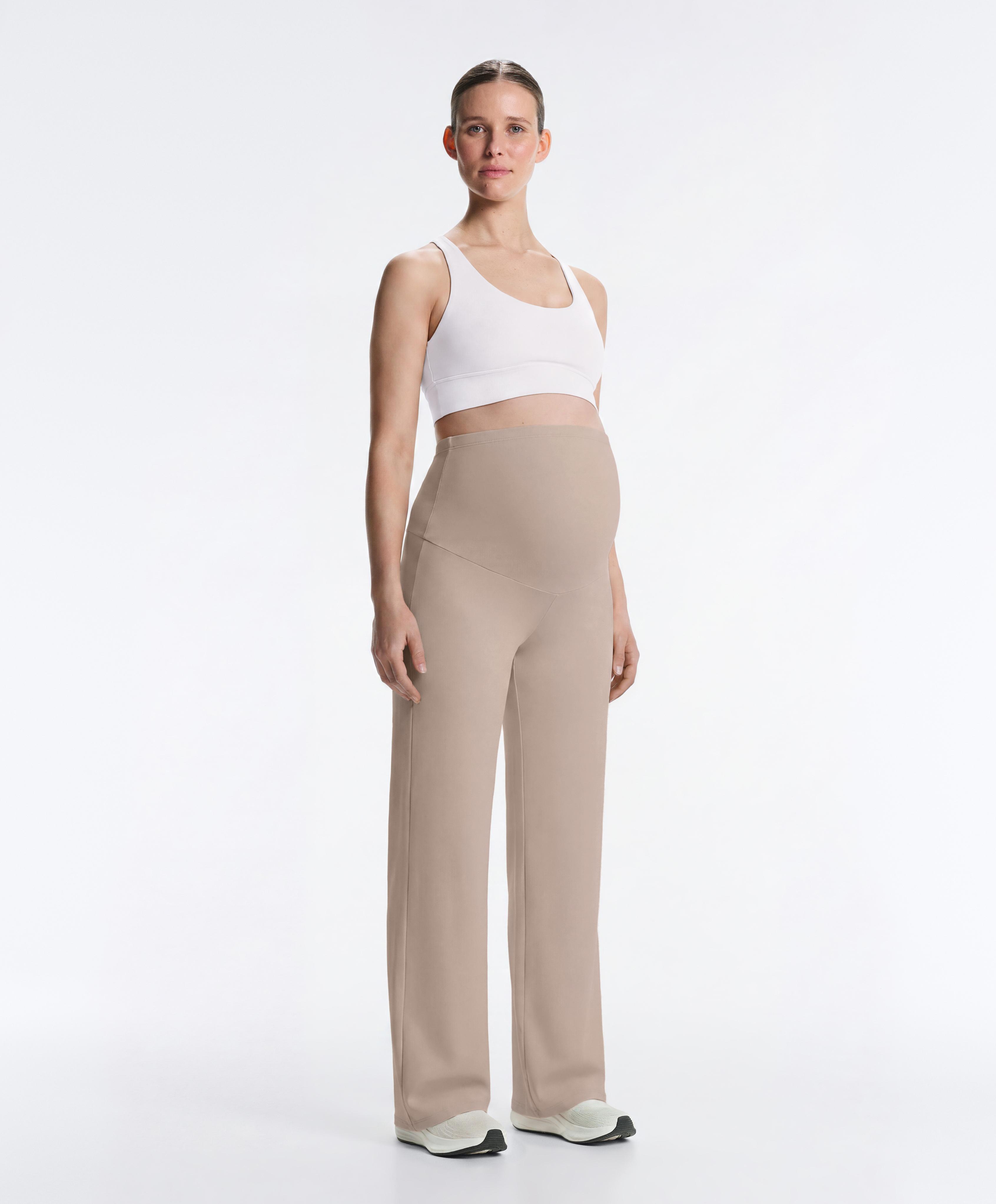 Comfortlux maternity straight-leg trousers — LIGHT STONE