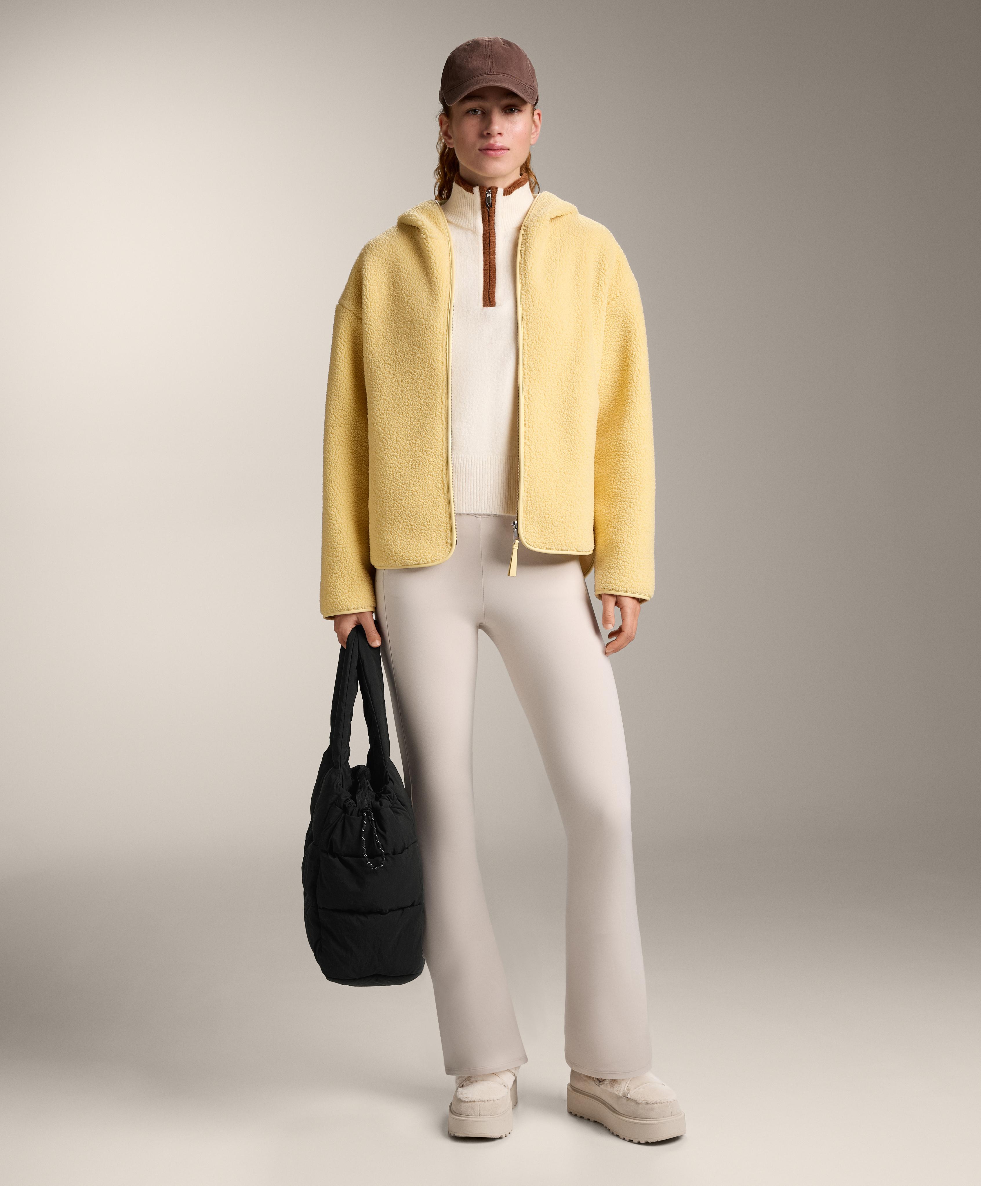 Faux-shearling jacket with hood — YELLOW
