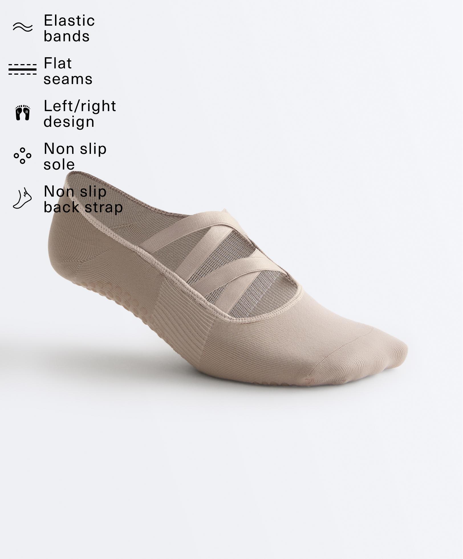 2 pairs of polyamide blend yoga and Pilates socks with double straps — MINK