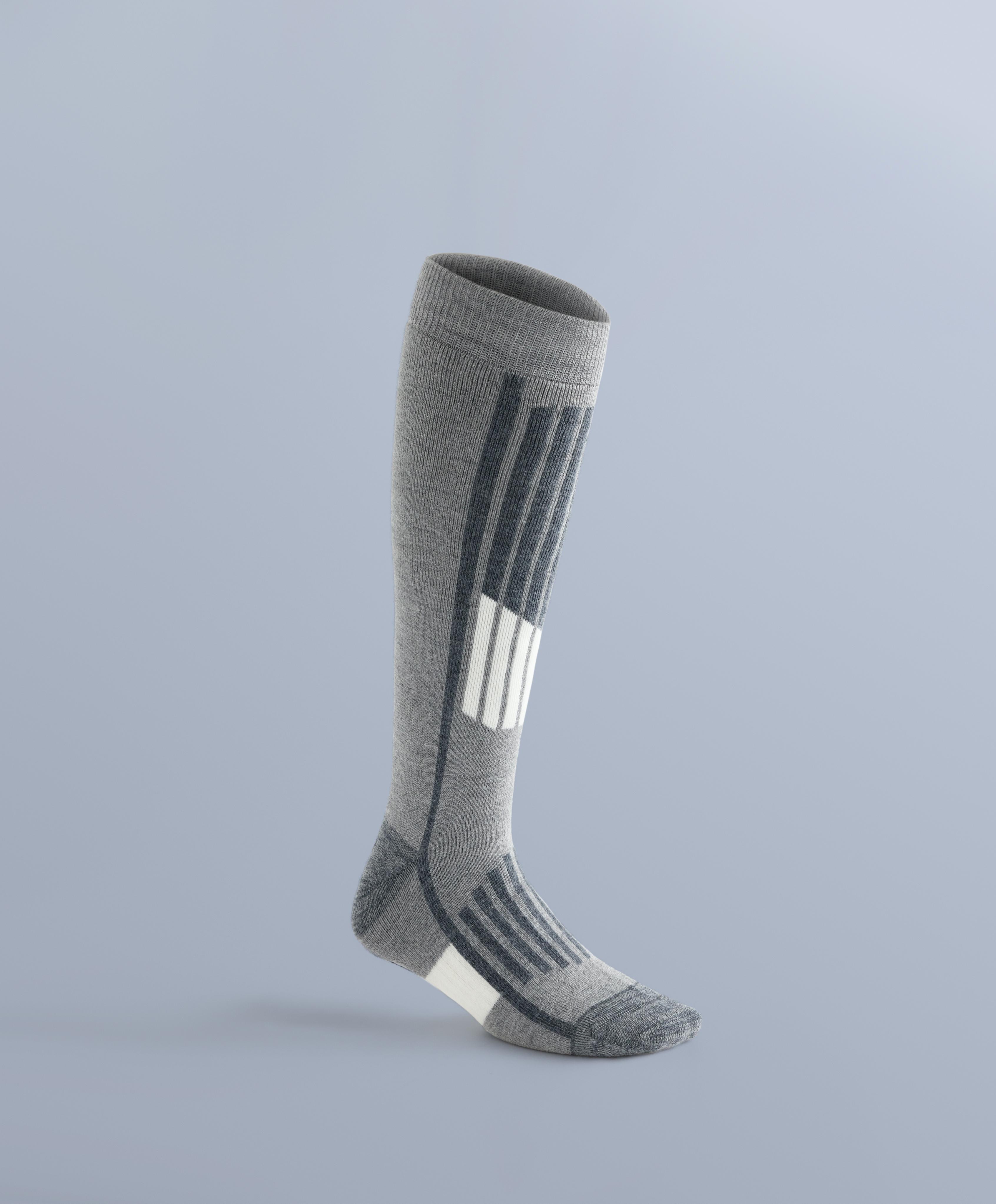 Primaloft® yarn WOOLMARK® wool blend long ski socks — GREY MELANGE