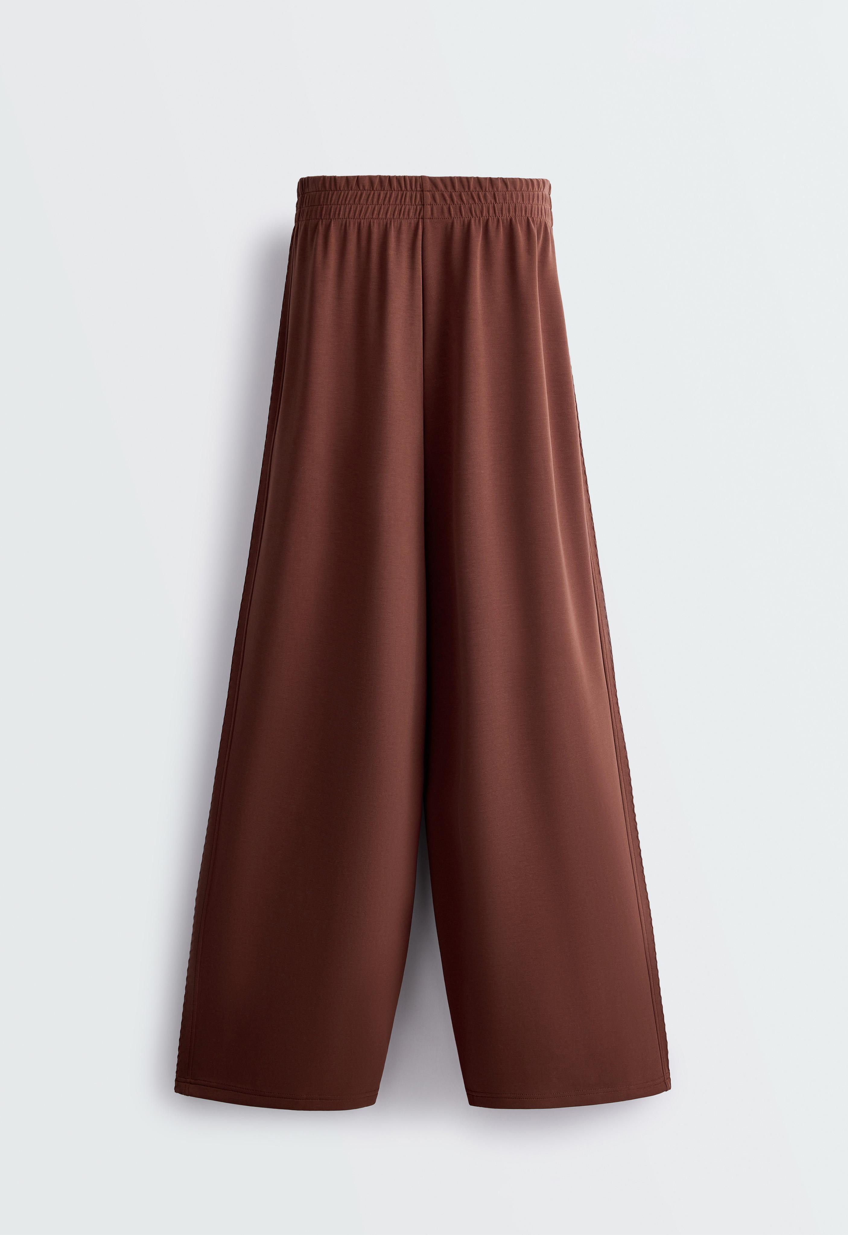 Straight-leg trousers with soft-touch modal — TERRACOTTA