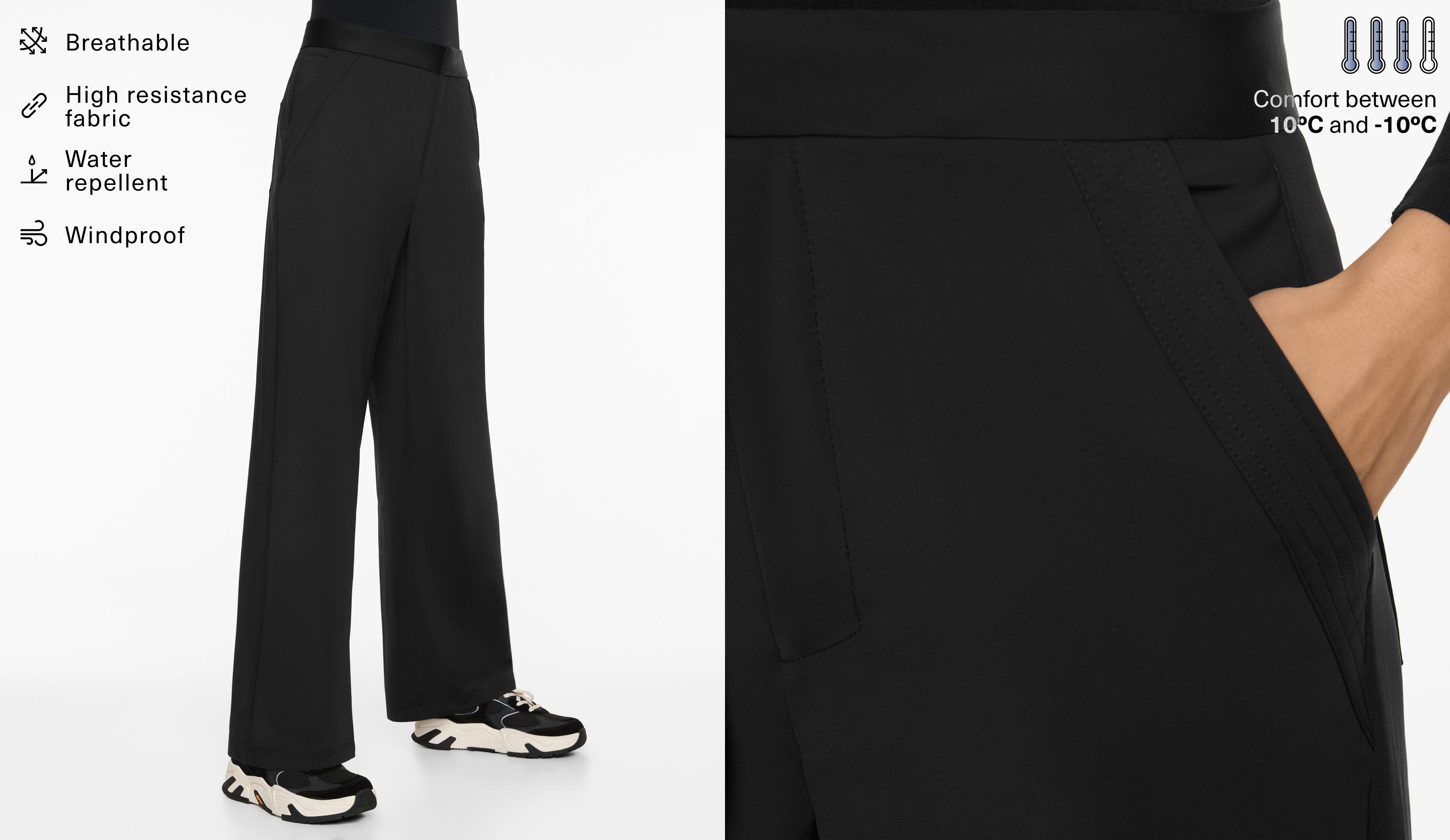 Water-repellent straight-leg trousers