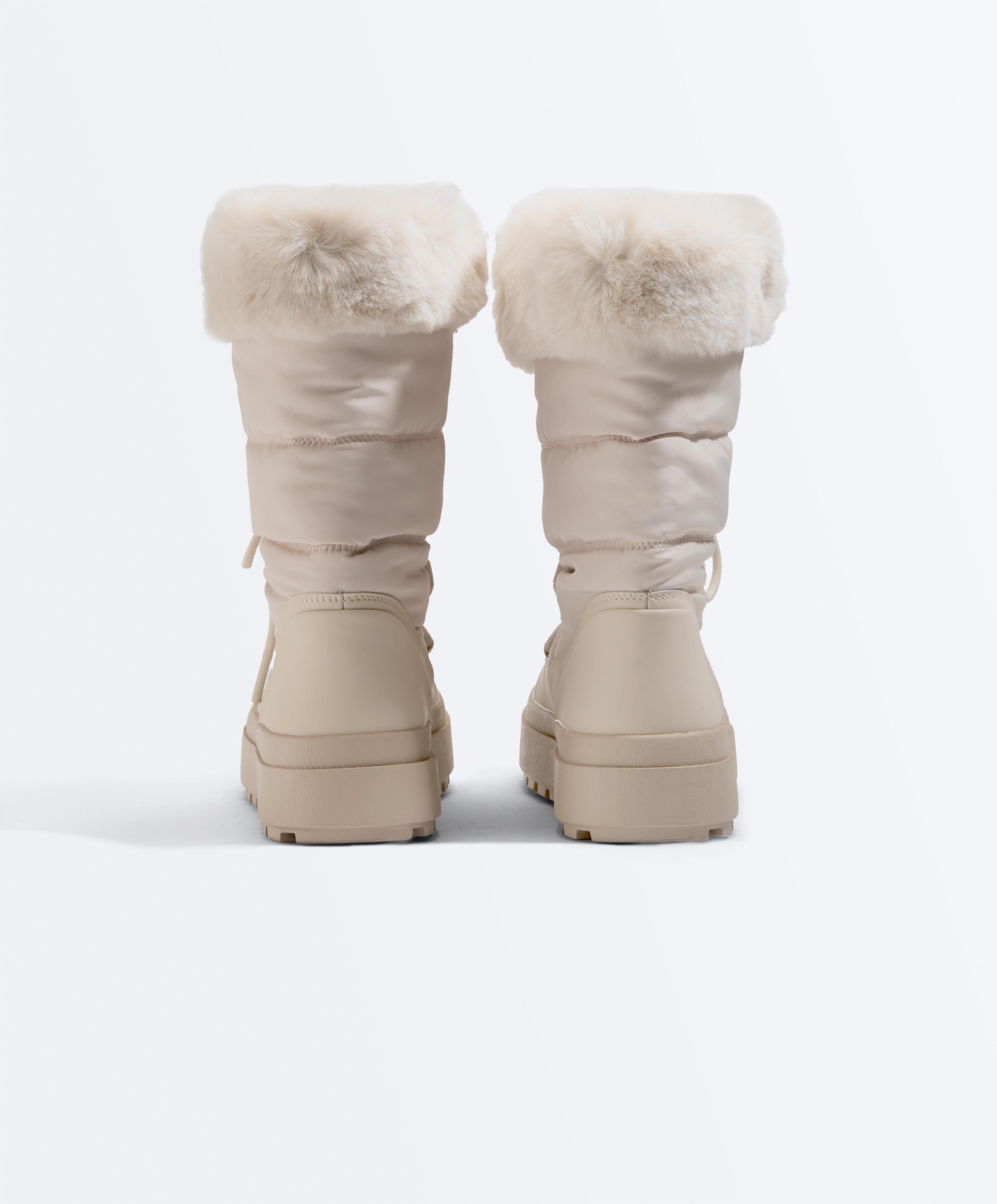 Lace-up après-ski boot with fur collar — MINK