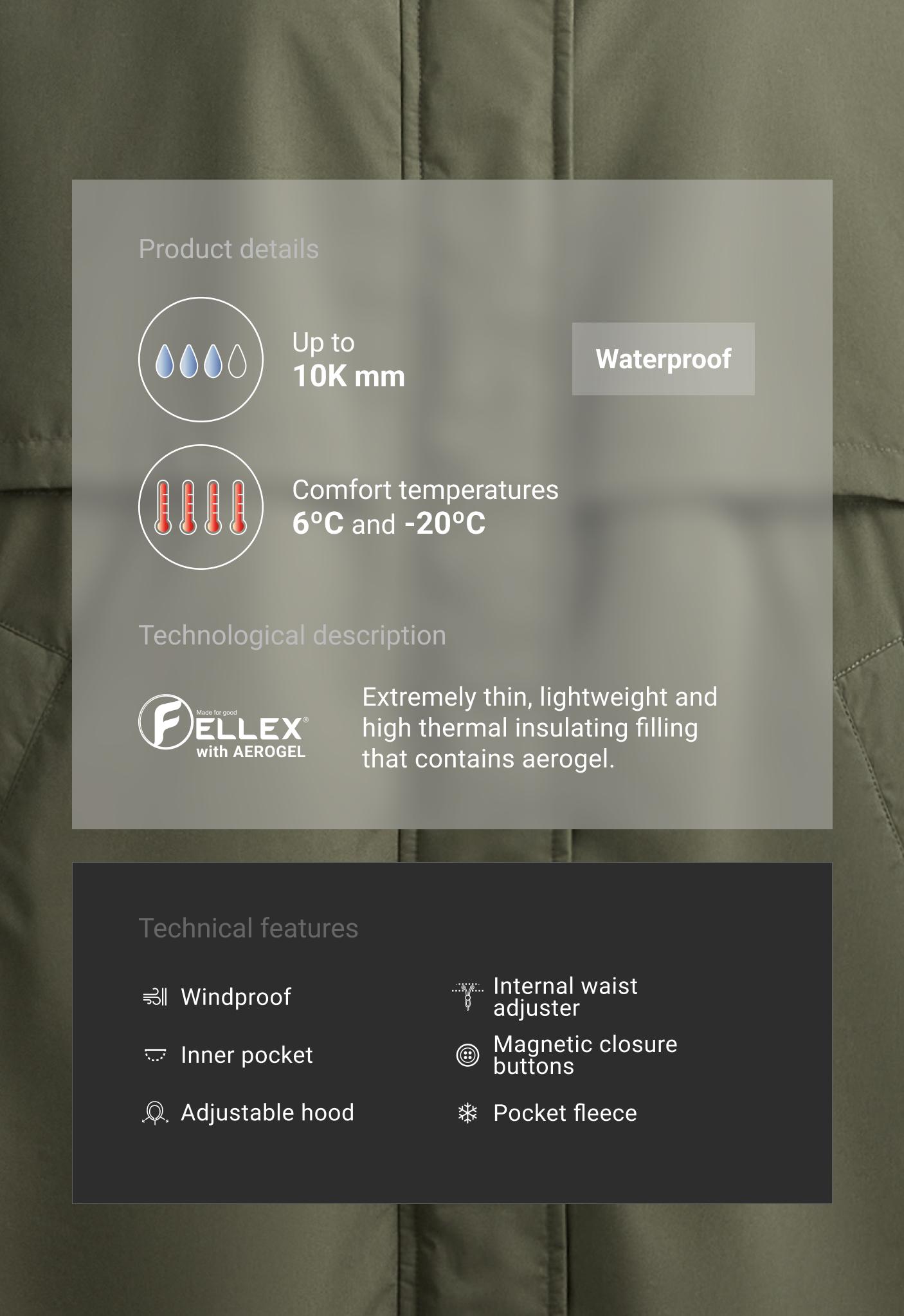 FELLEX® Aerogel 10K waterproof long padded jacket FELLEX® Aerogel 10K waterproof long padded jacket