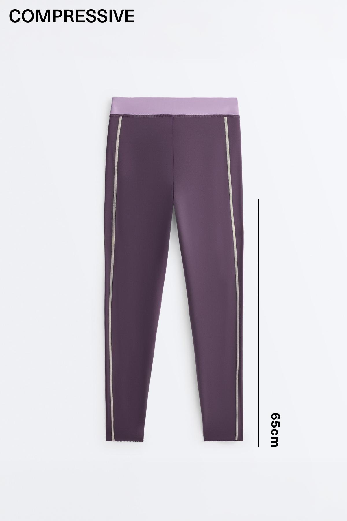 Compressive high rise 65cm ankle-length leggings — WASHED PURPLE