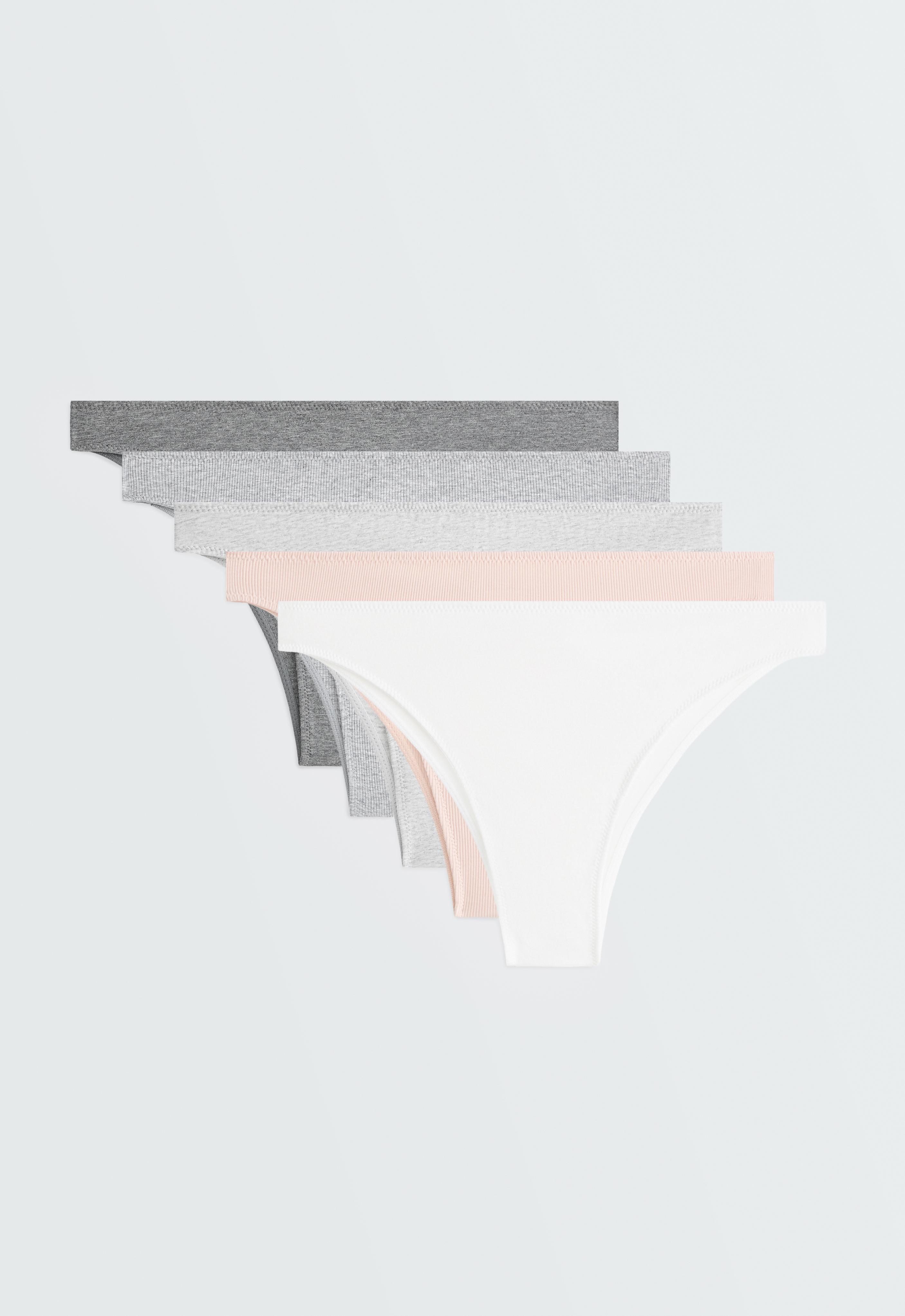 5 rib cotton blend Brazilian briefs — GREY MELANGE