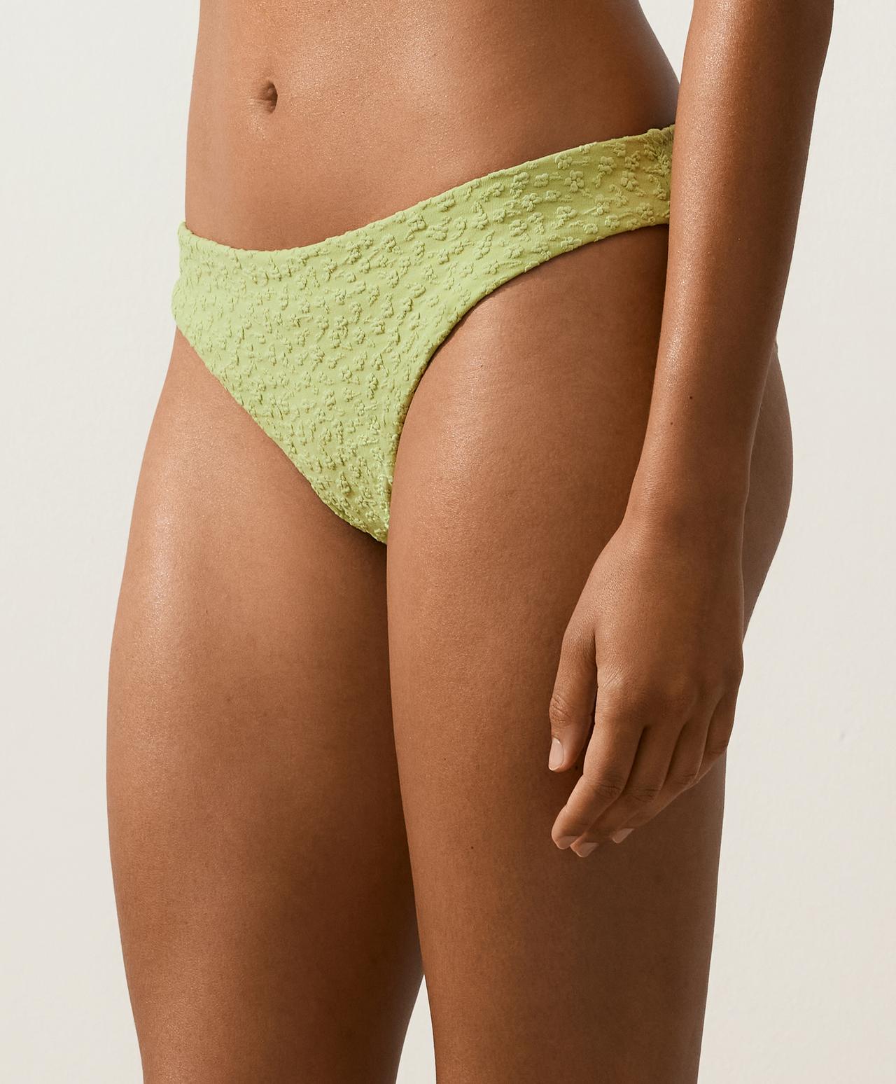 Floral jacquard classic bikini briefs — APPLE GREEN