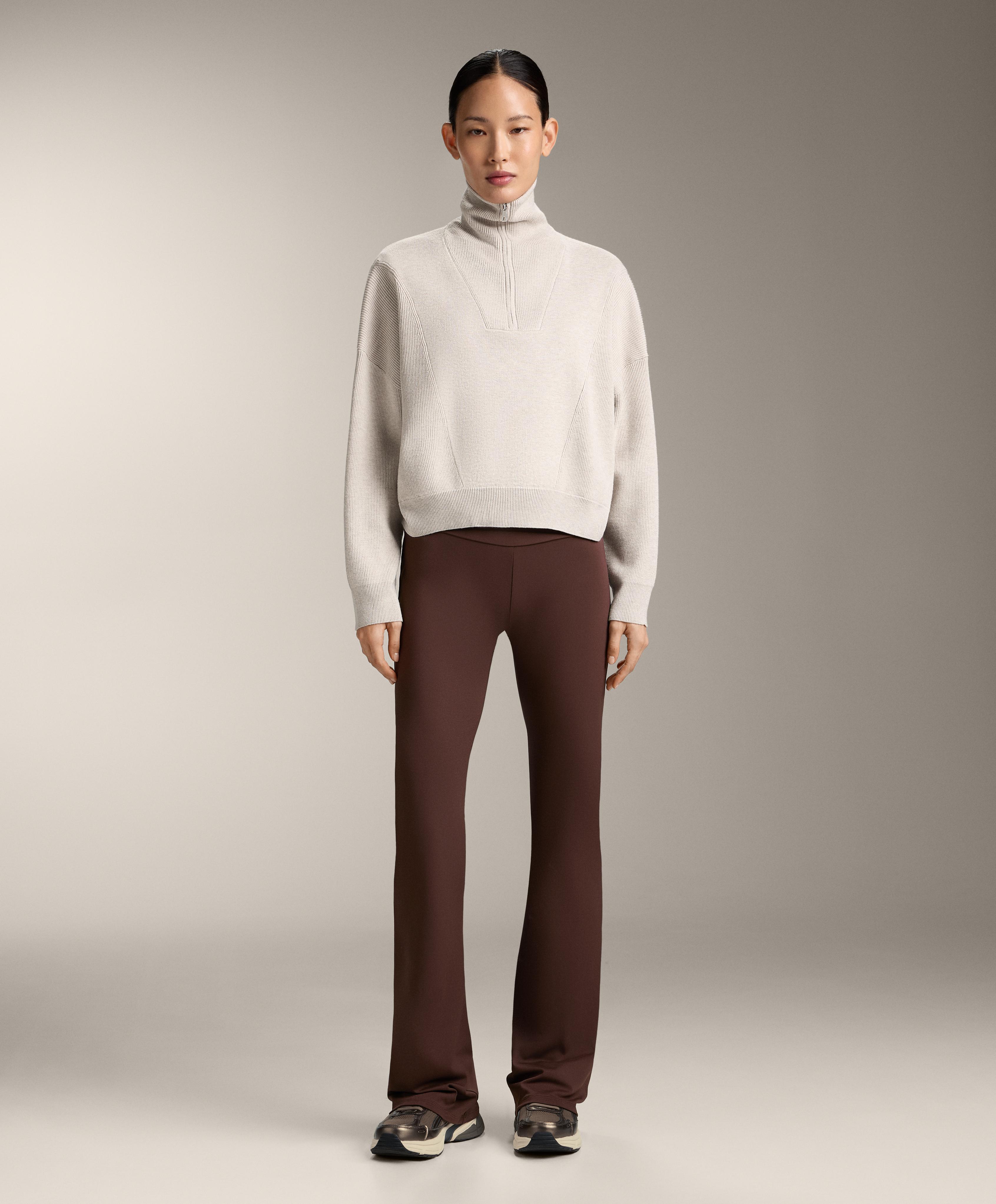 Knit jumper with raised neck and rib details