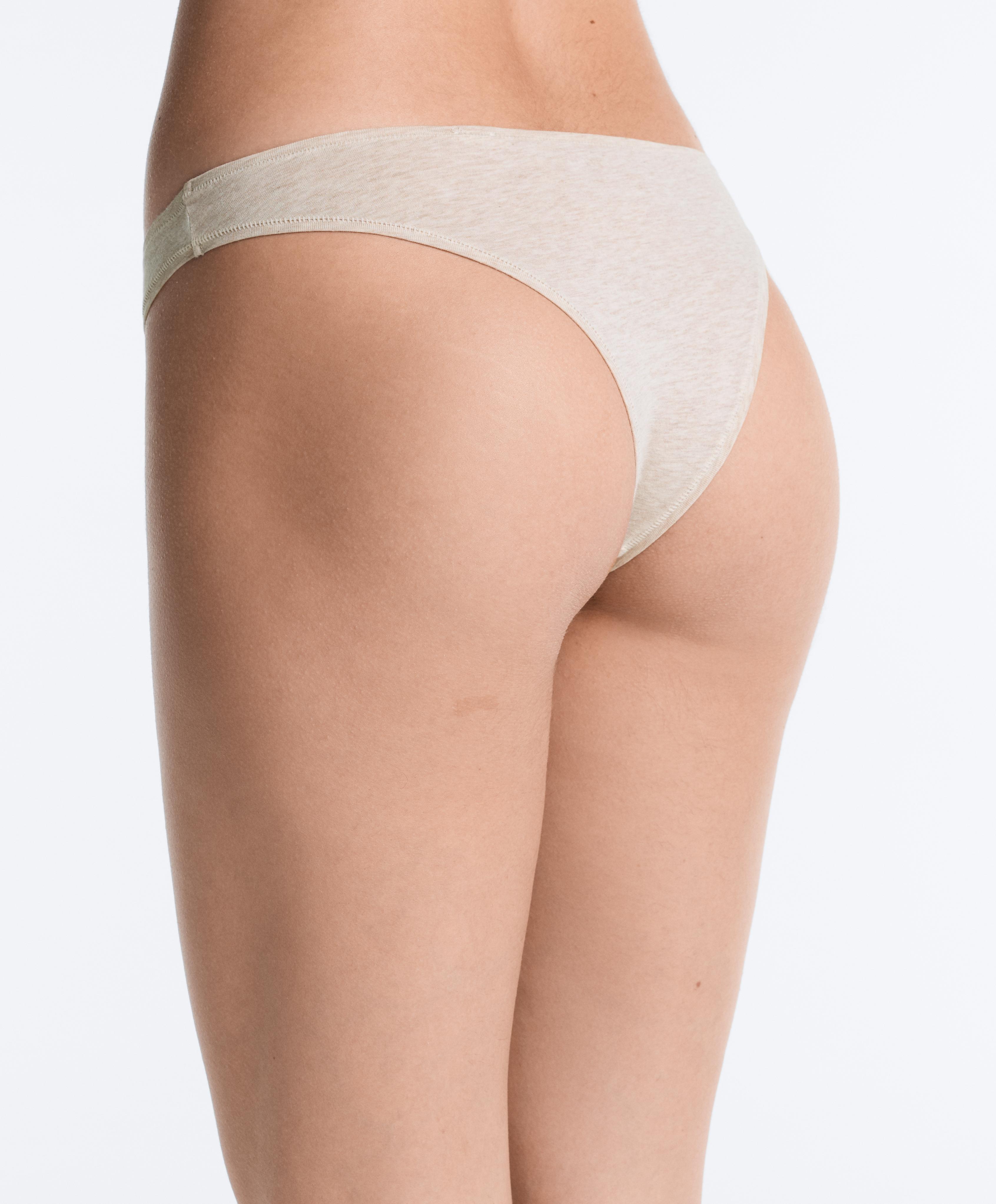 5 cotton blend Brazilian briefs — KHAKI