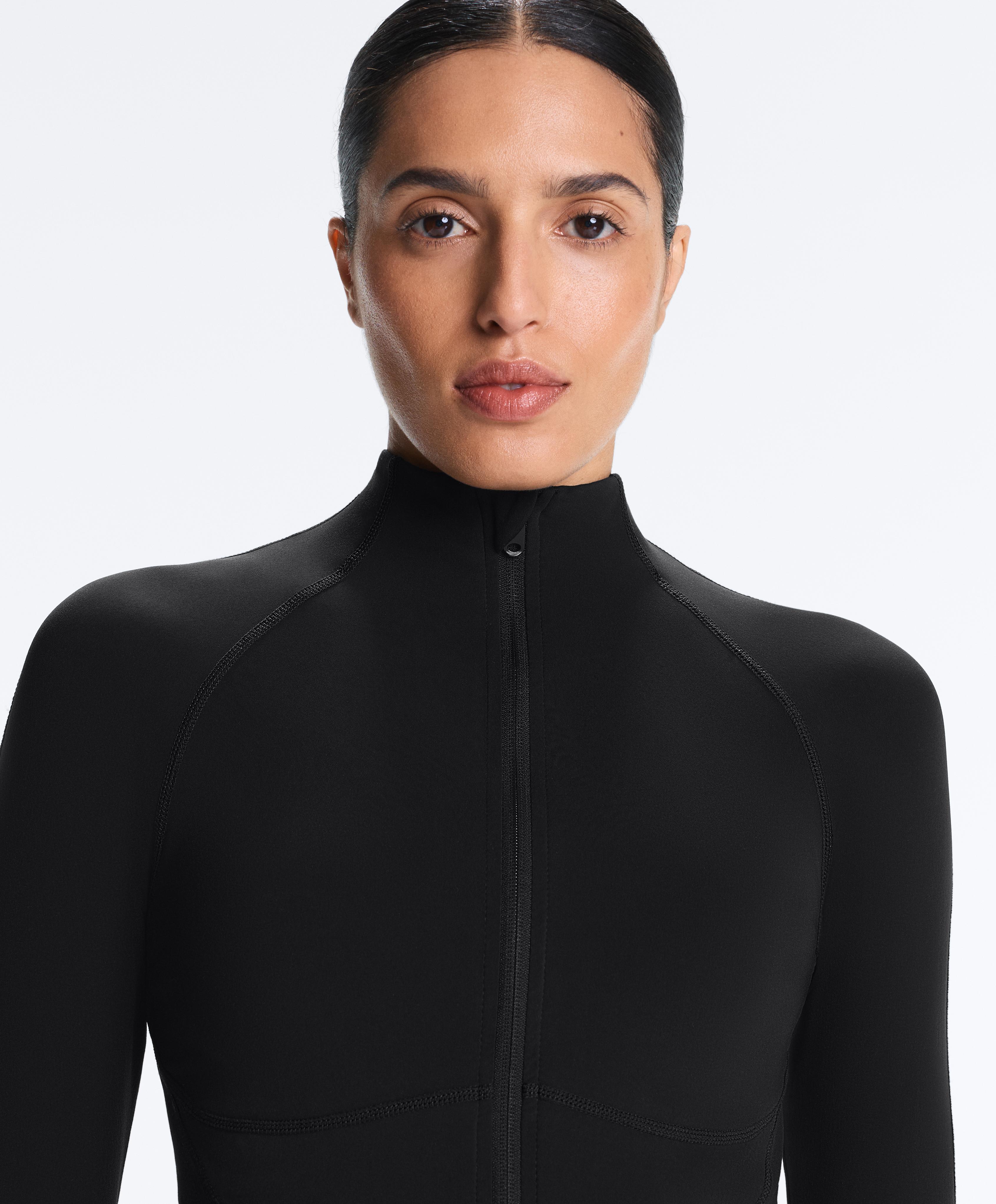 Light warm technical jacket with seams — BLACK