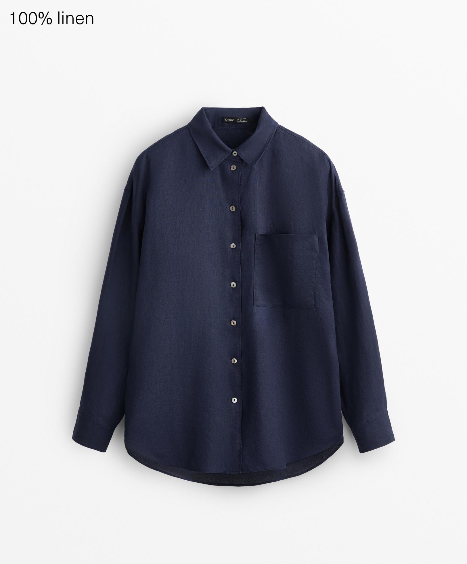 100% linen long-sleeved shirt