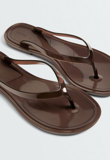 Translucent effect beachwear flip flops — BROWN 7
