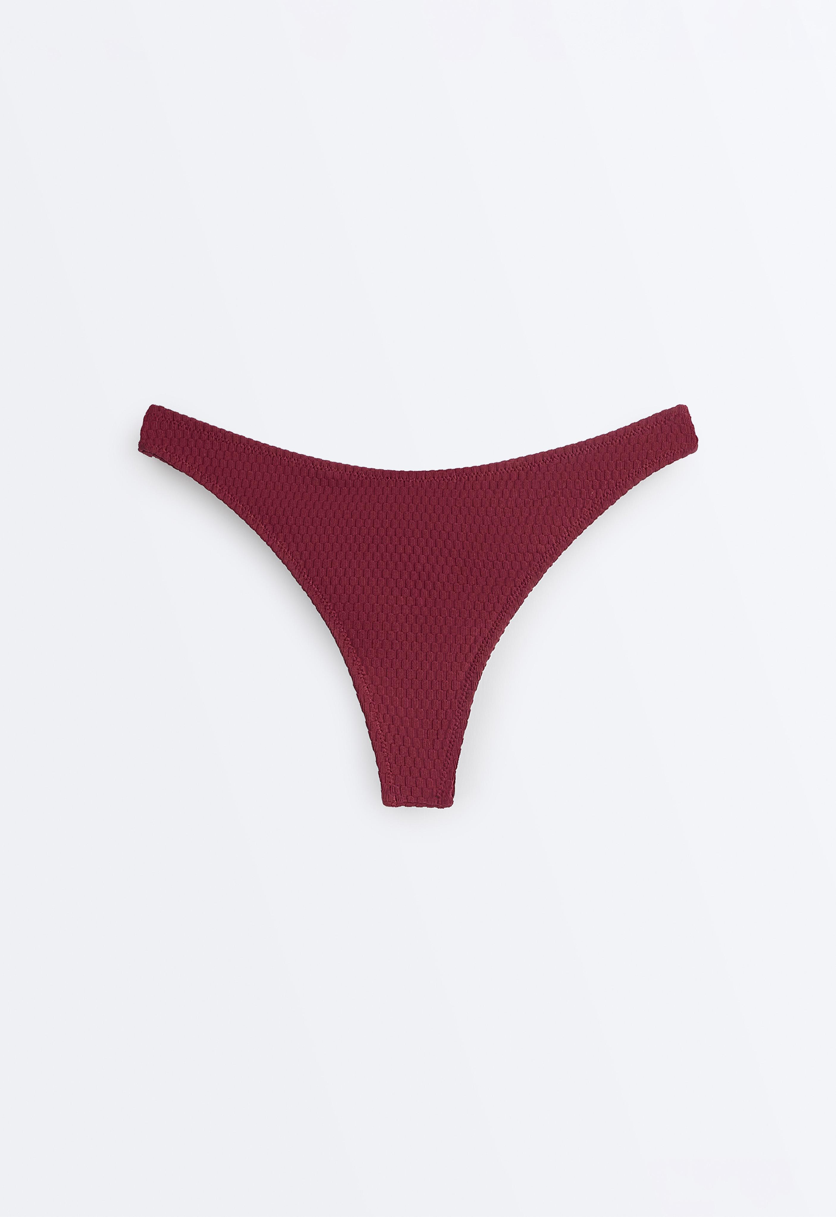 U-cut mini check jacquard Brazilian bikini briefs — CHERRY