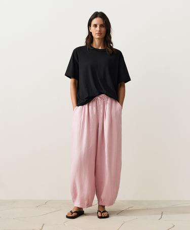 100% linen balloon trousers — DUSTY PINK 2