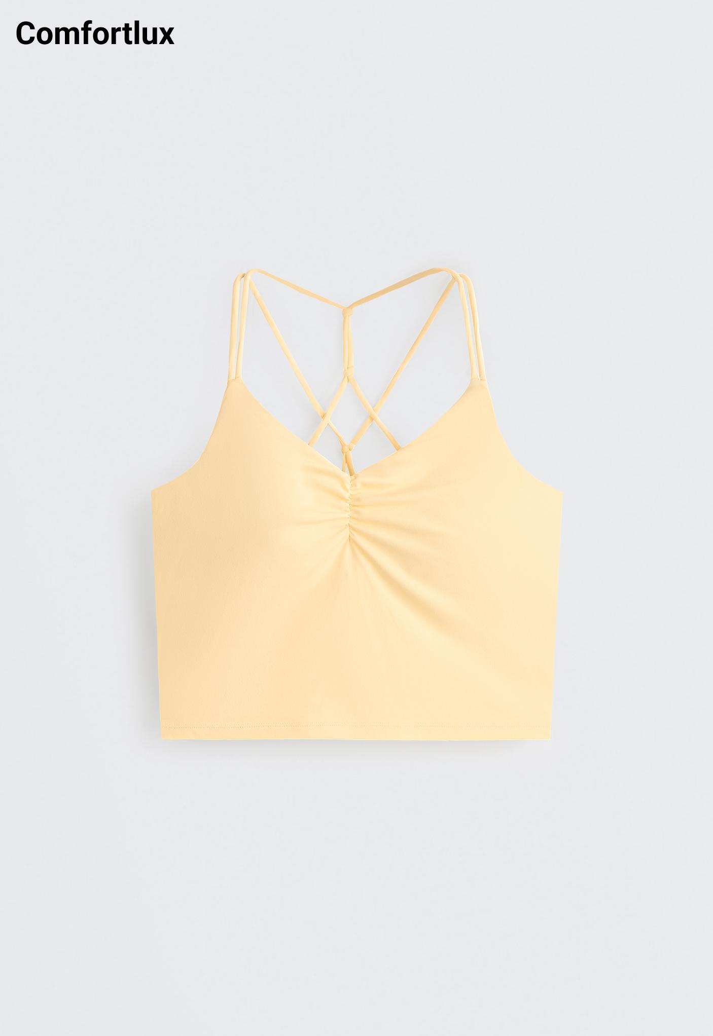 Comfortlux crossover strap tank top — PALE YELLOW