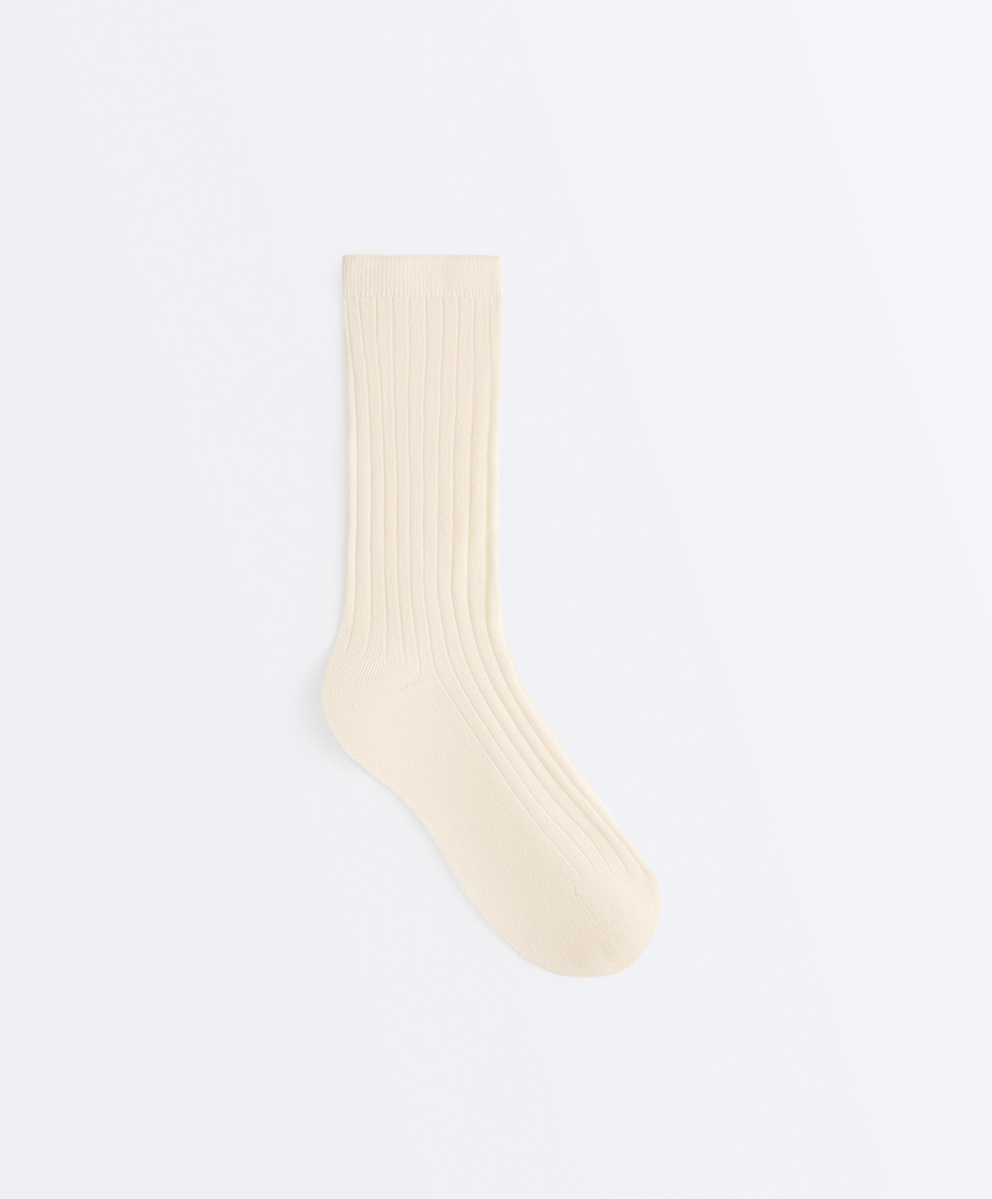 Classic Rib silk blend sock — ECRU
