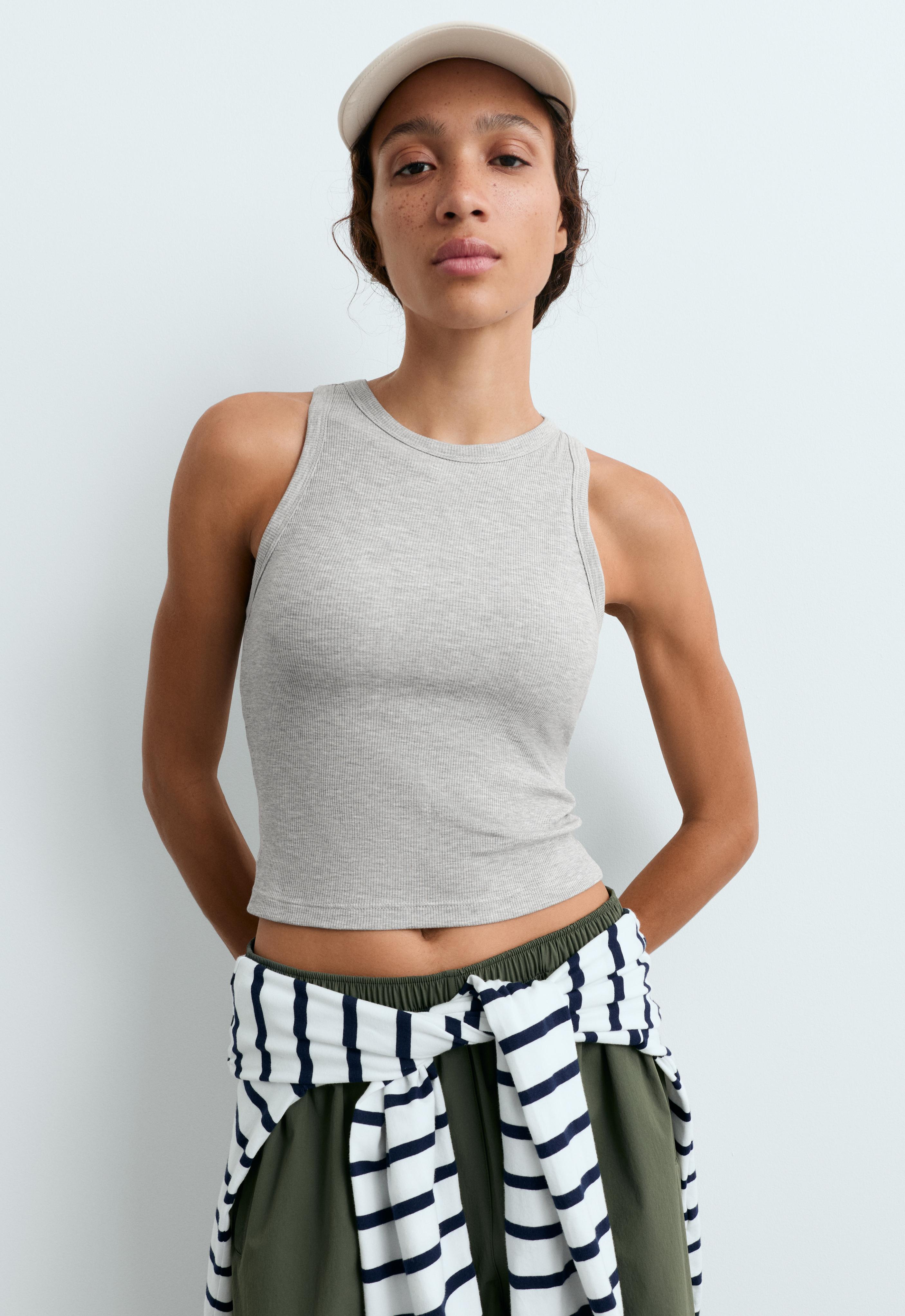 Lang tank top i modalblanding med rib