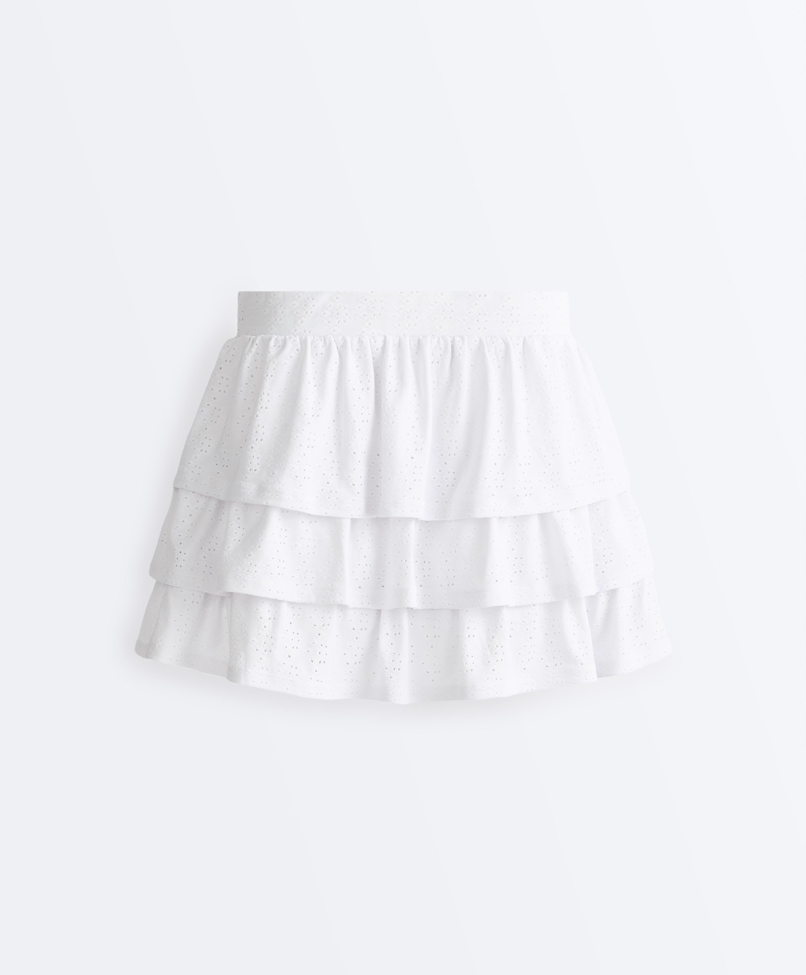 Comfortlux embroidered short skirt — WHITE