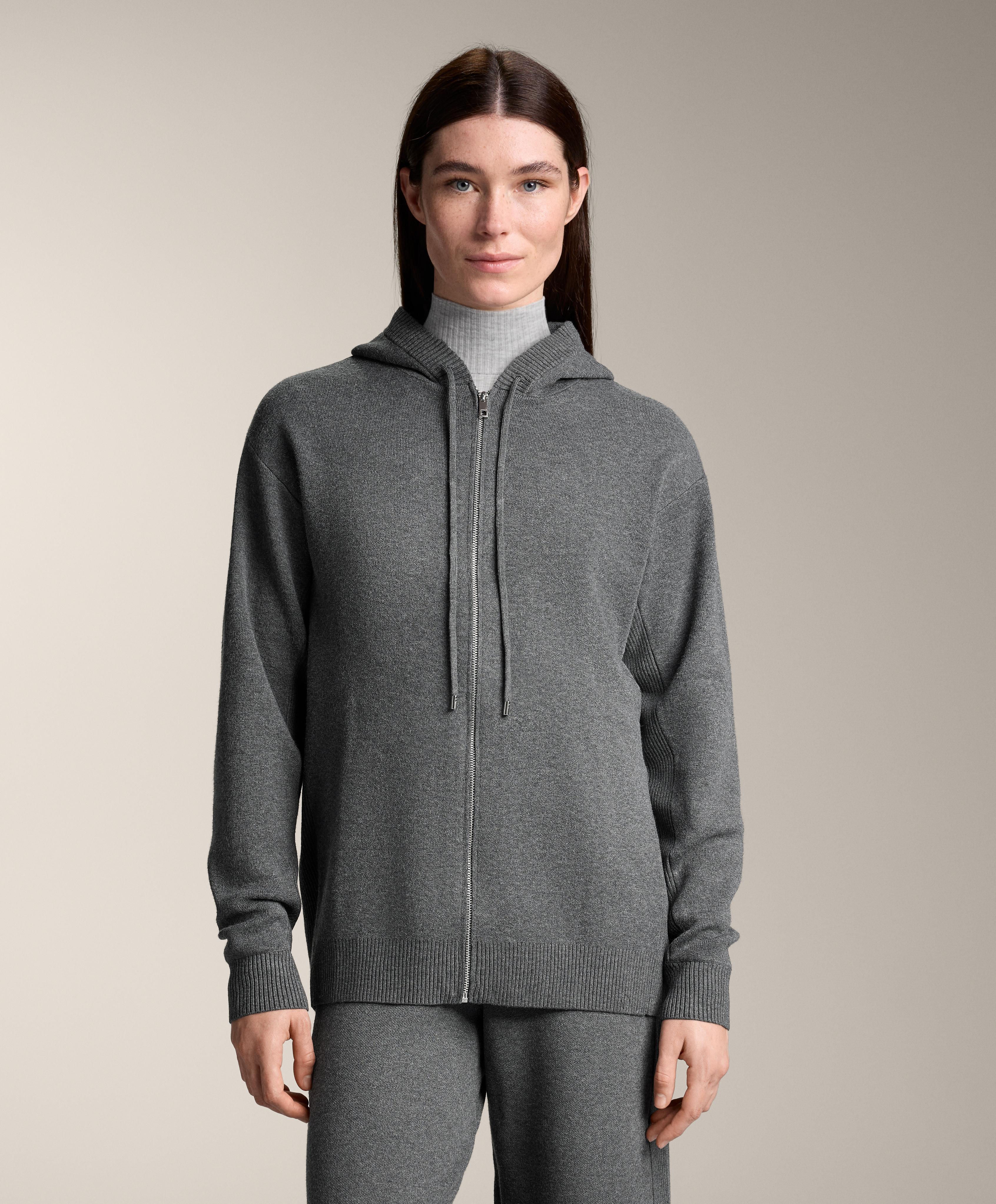 Long knit cardigan with hood Long knit cardigan with hood